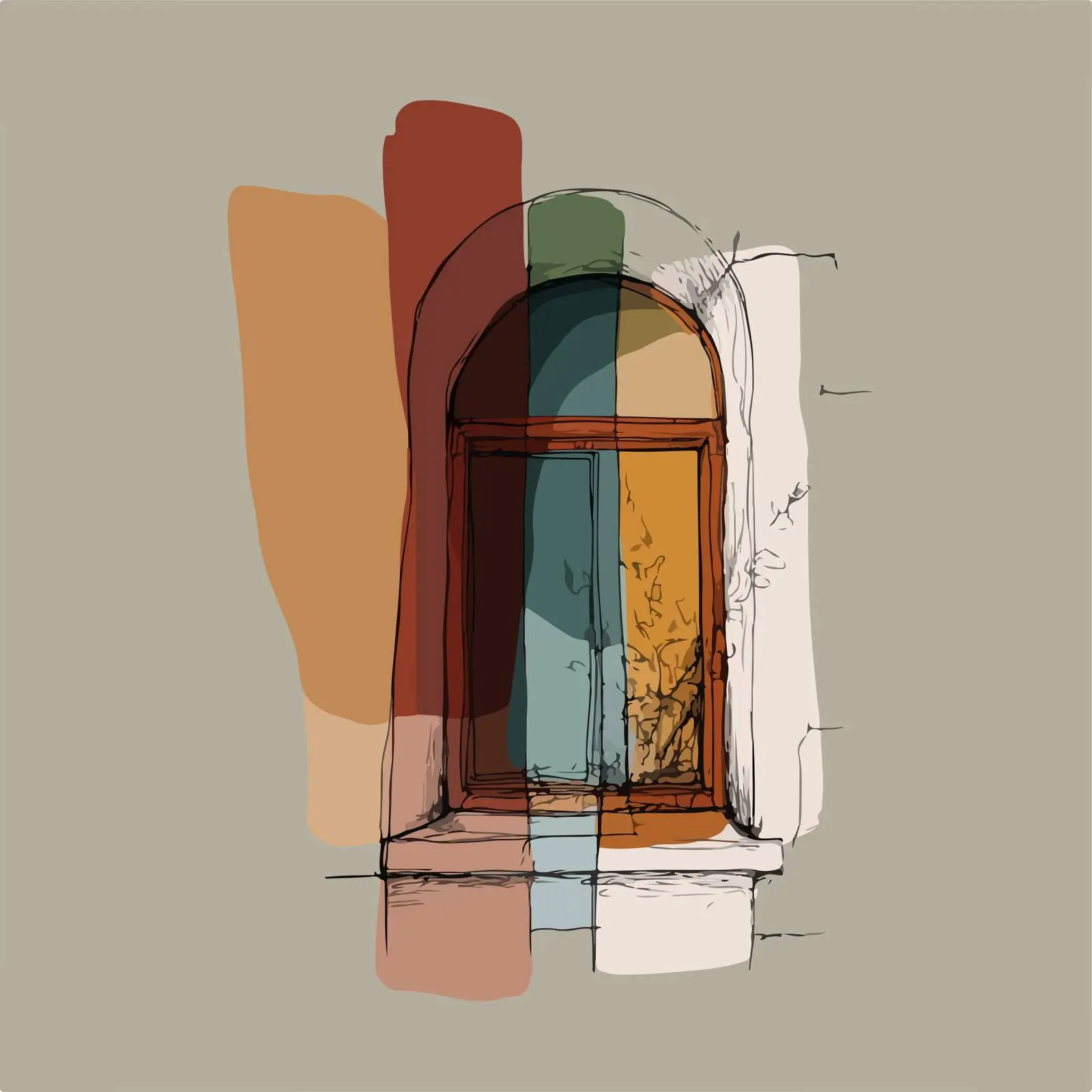 Window Flat Muted Color Style Art — free download from Dotvec
