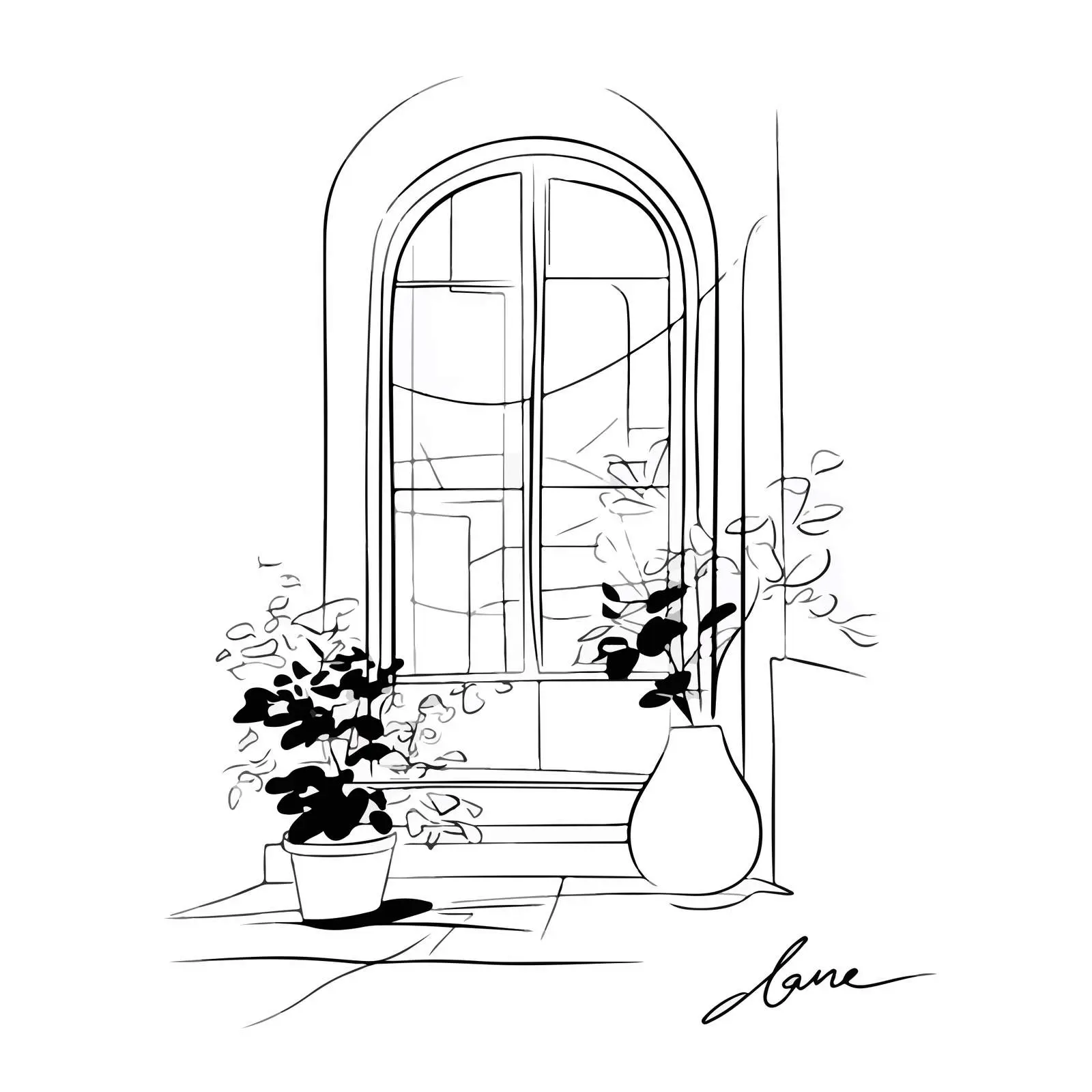 Minimal Window Line Art Vector Illustration — free download from Dotvec