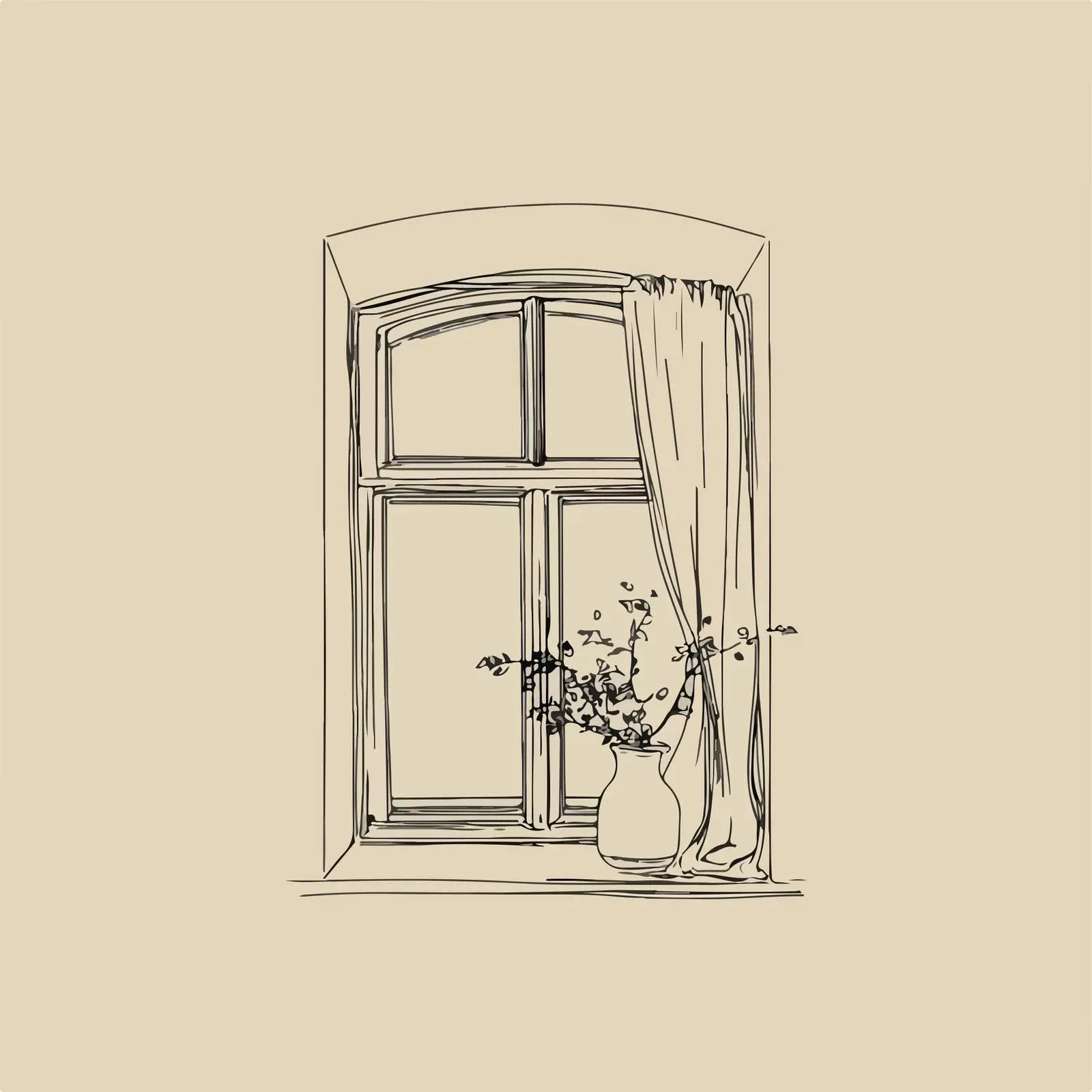 Elegant Window Line Art Vector Illustration — free download from Dotvec