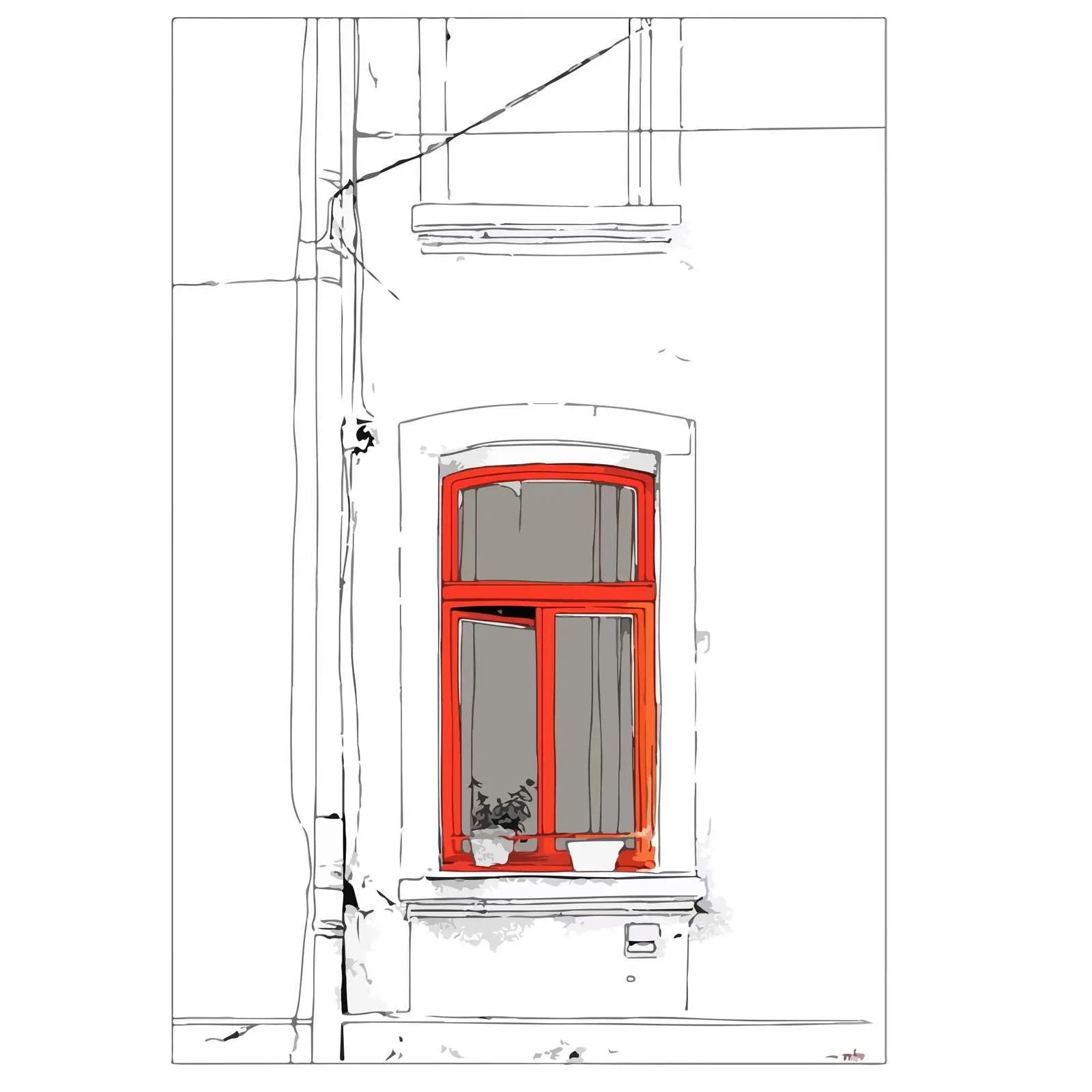 Minimalist Window Art with Red Accent — free download from Dotvec