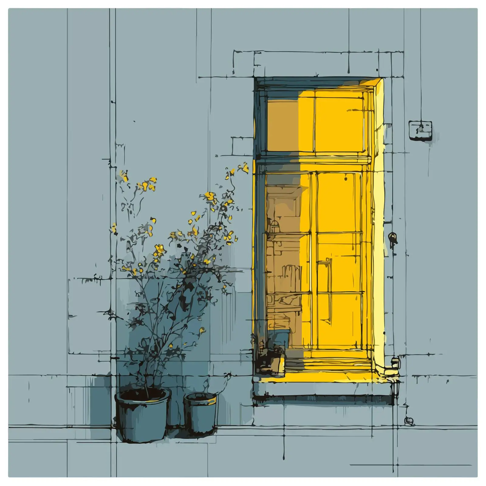 Window with Yellow Highlight Art — free download from Dotvec