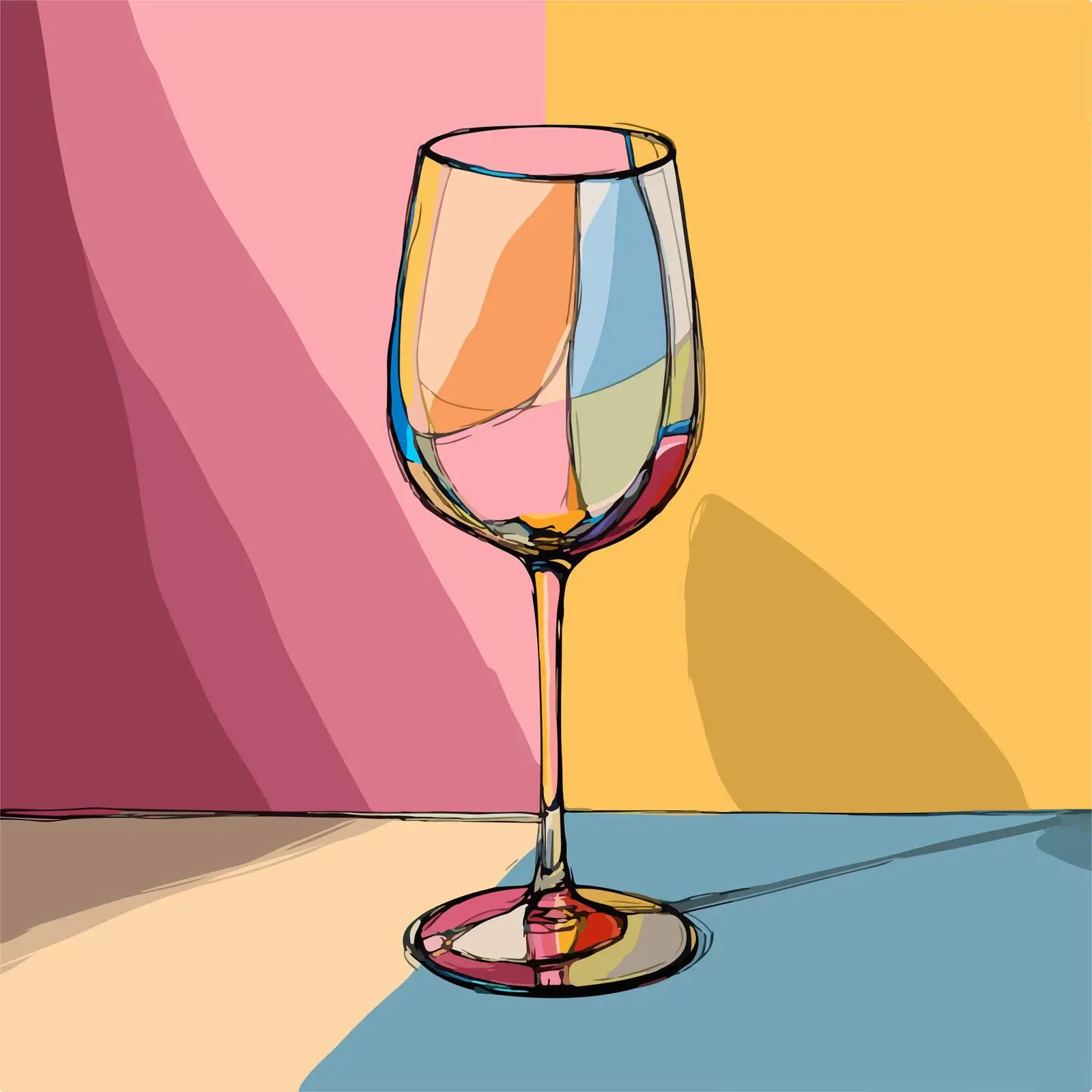 Minimalist Wine Glass Art — free download from Dotvec