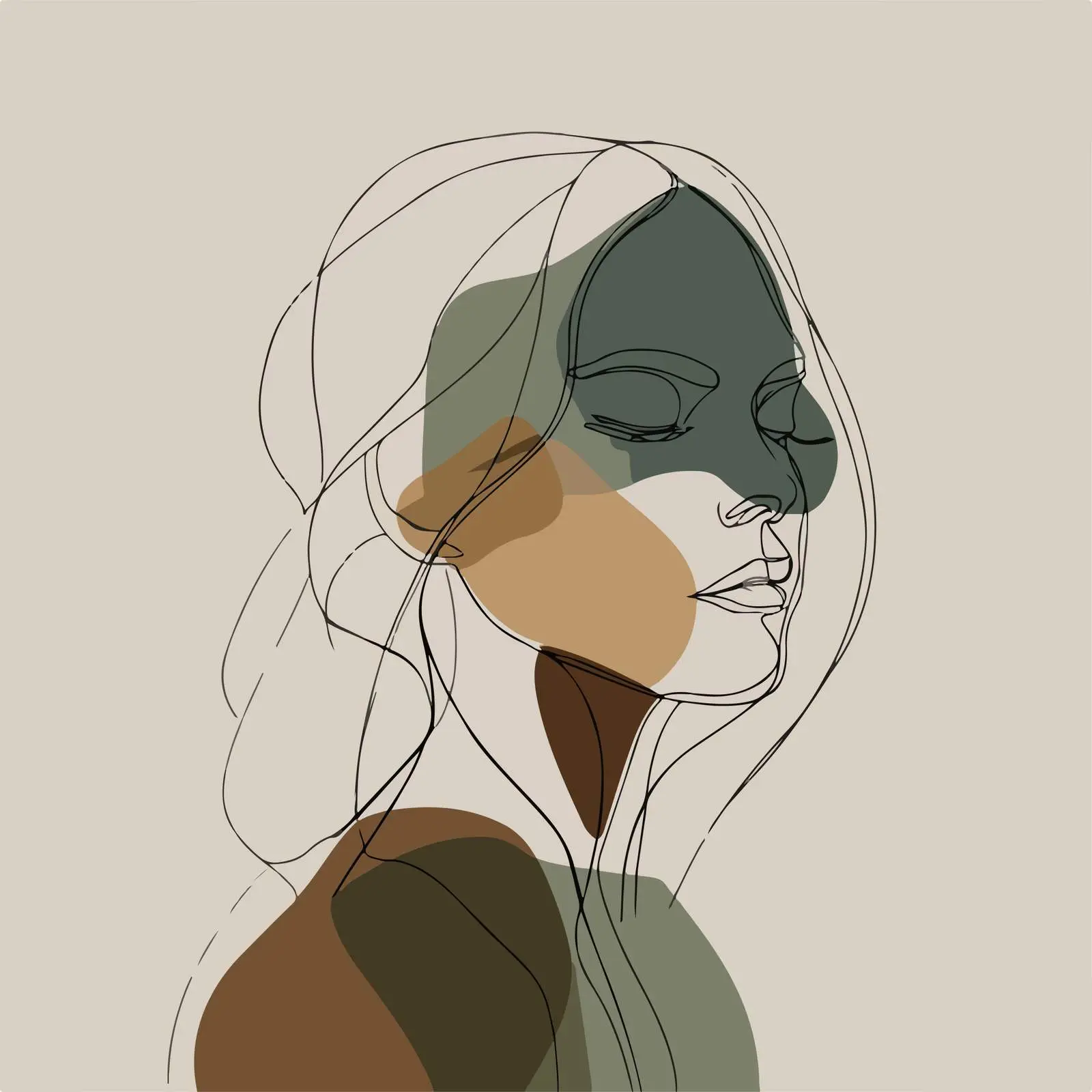 Minimalist Woman Face Art — free download from Dotvec