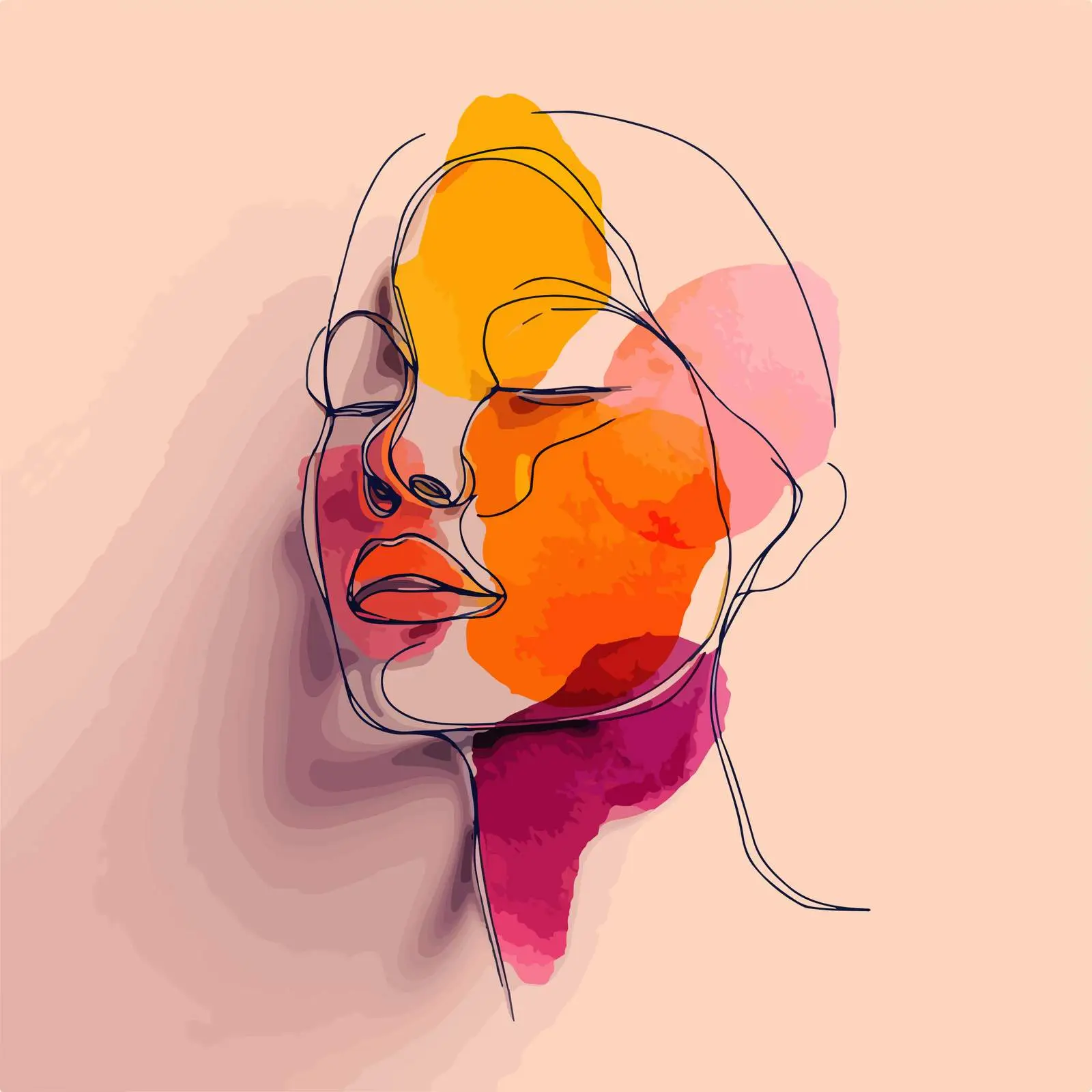 Elegant Woman Face Line Art Illustration — free download from Dotvec