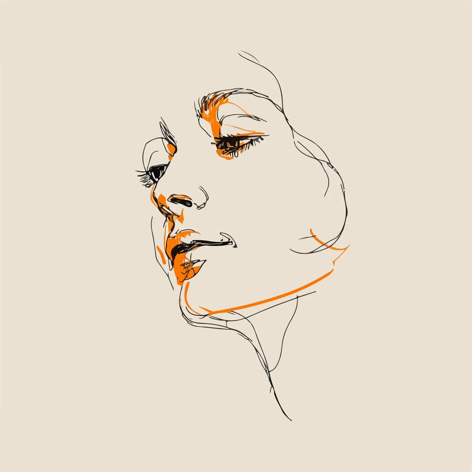 Minimalistic Woman Face Art — free download from Dotvec