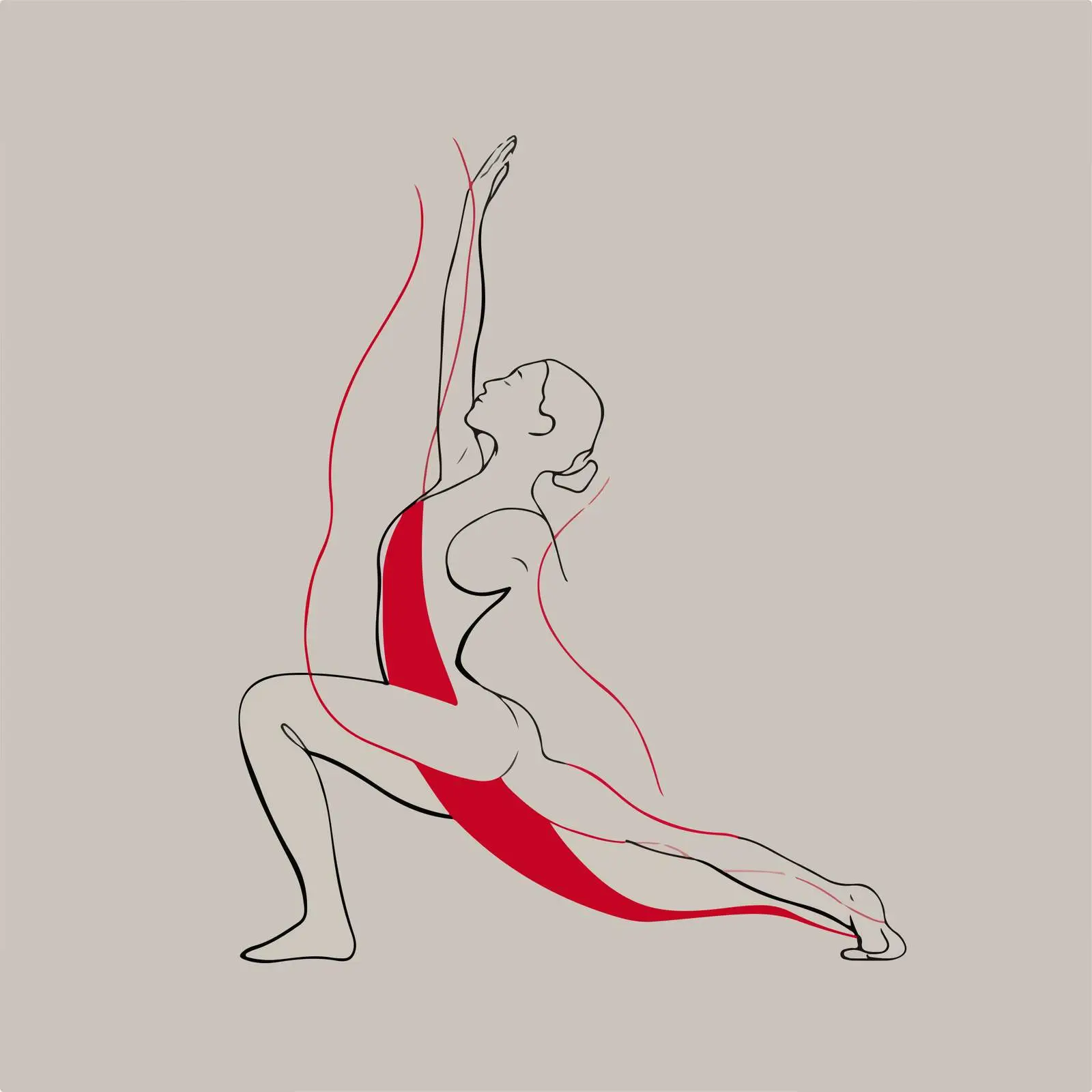 Yoga Pose Flat Red Accent Art — free download from Dotvec