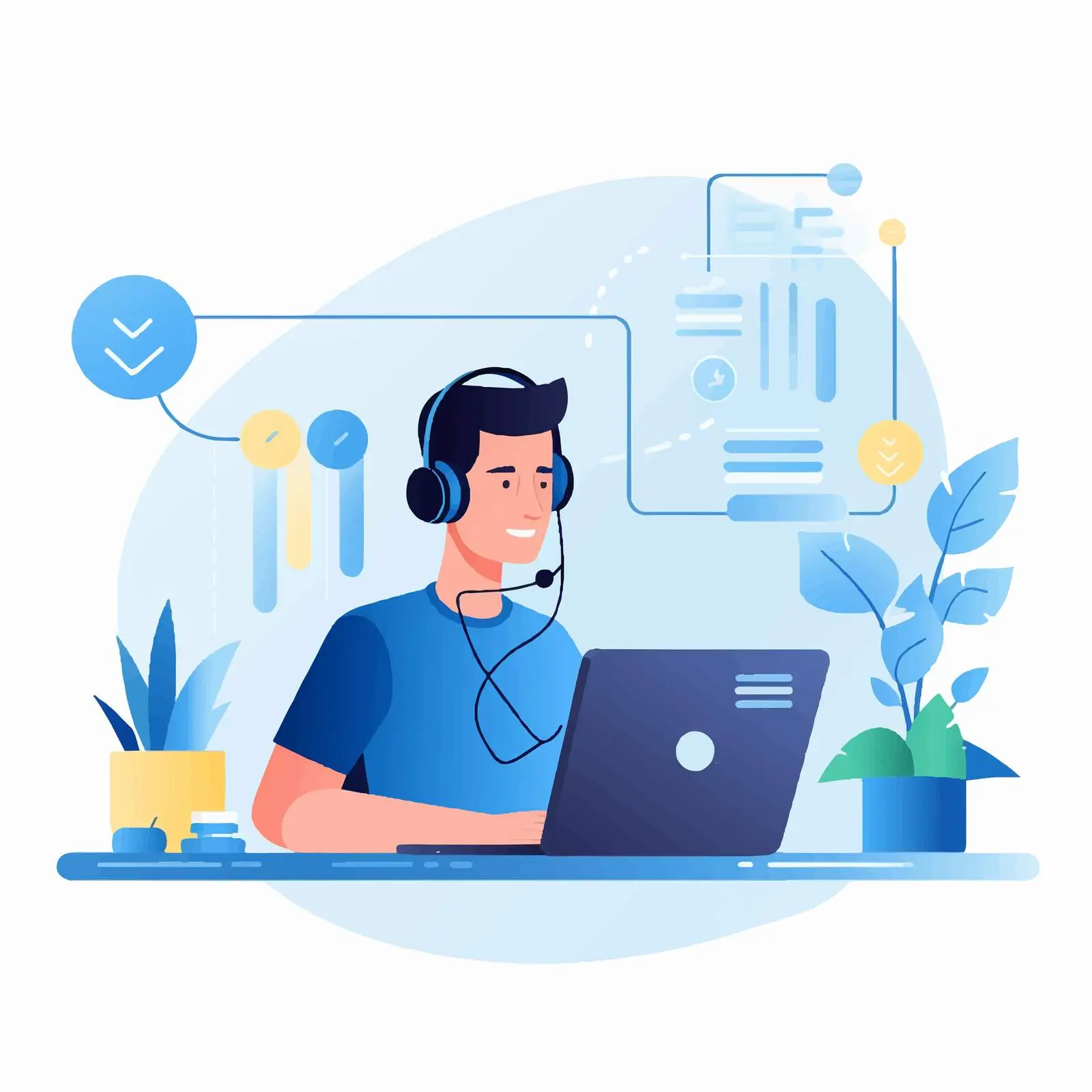 Online Assistant Helping Customer Remote Consultation — free download from Dotvec