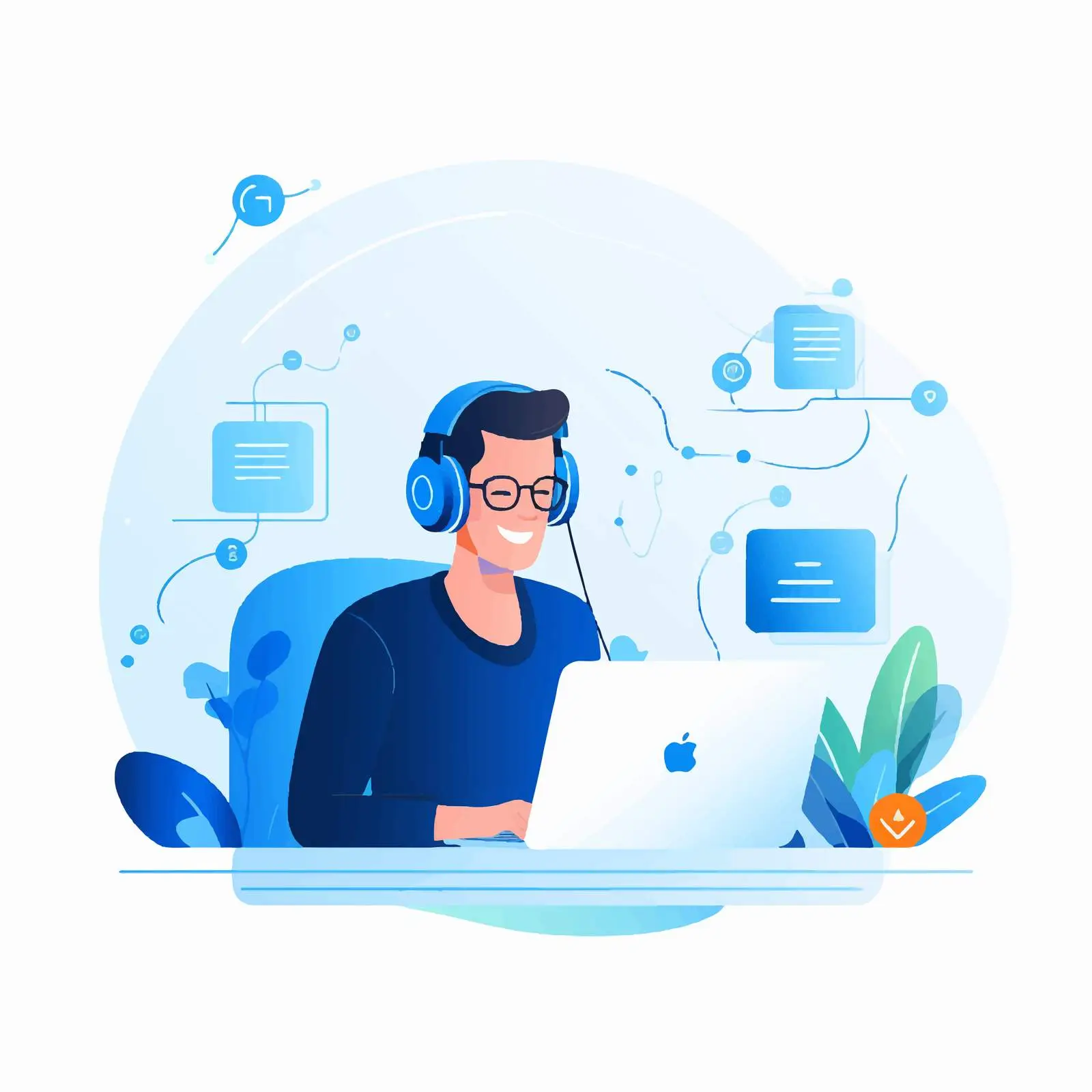 Remote Customer Assistance Vector Illustration – free online engagement image from Dotvec