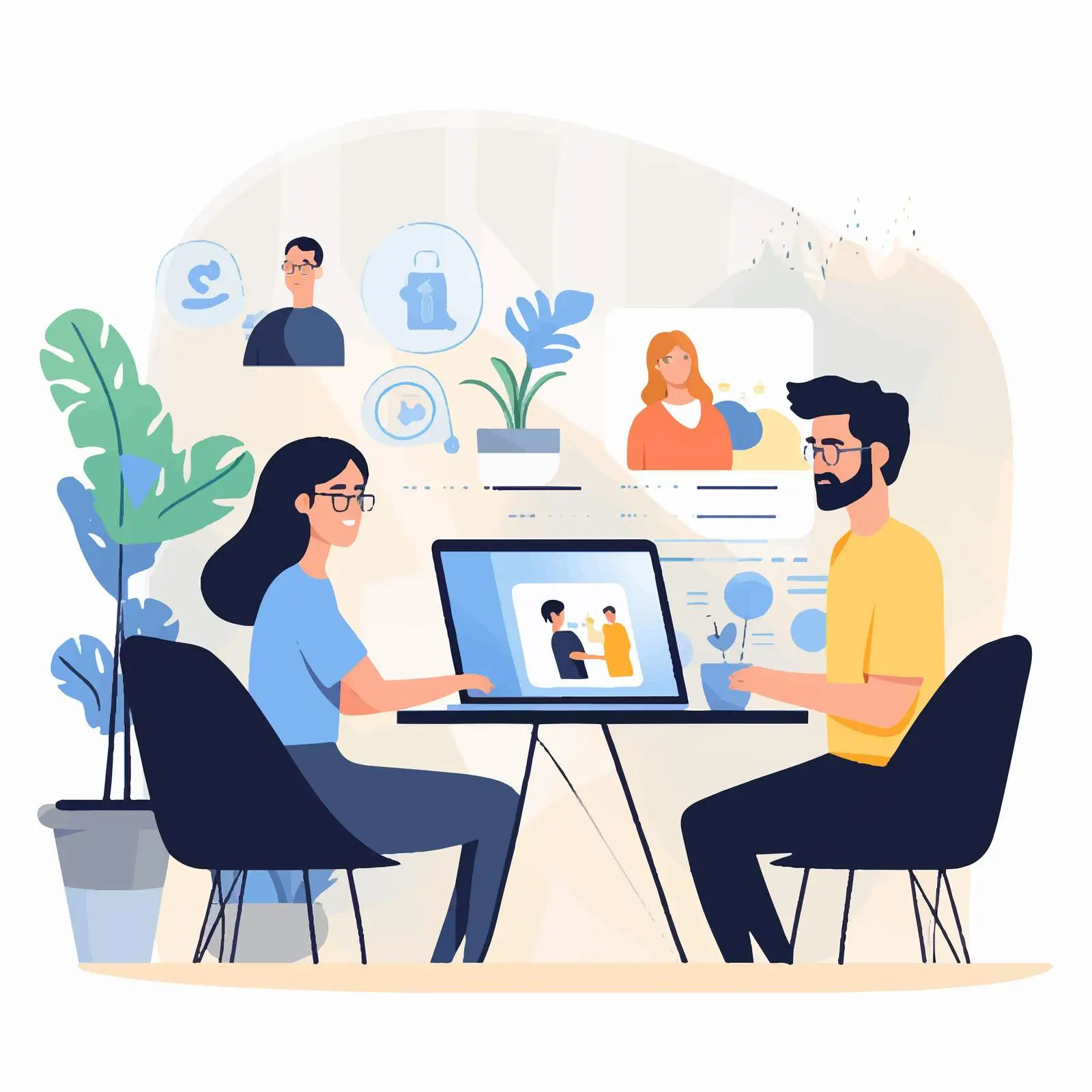 Virtual Colleagues Engaging in Online Communication – free digital workplace image from Dotvec