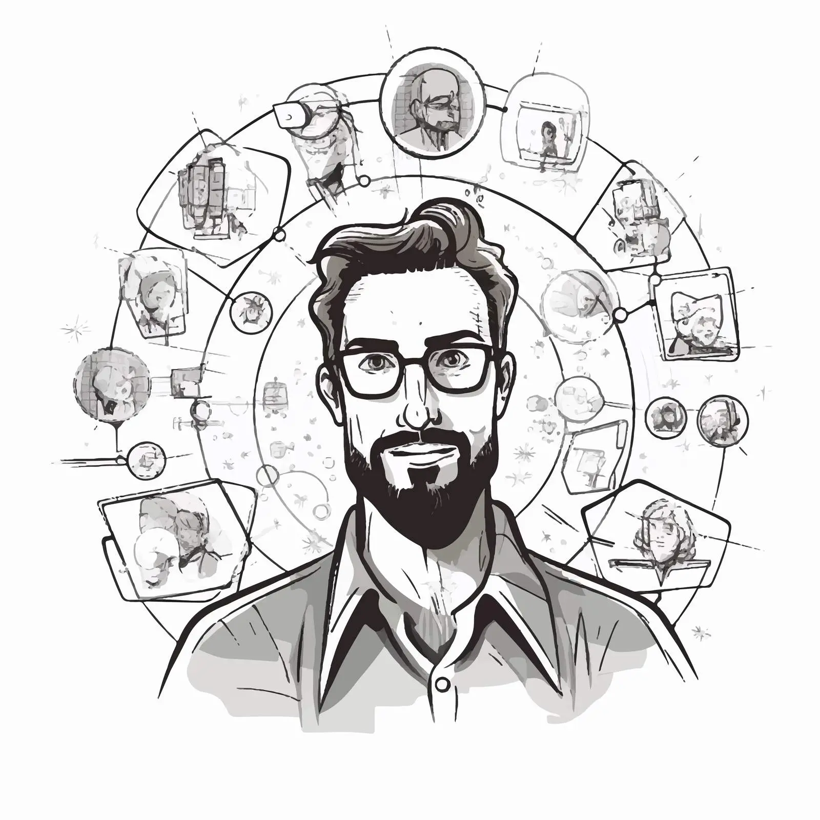 Online Communication Avatar Icon Outline Portrait – free social media icon image from Dotvec