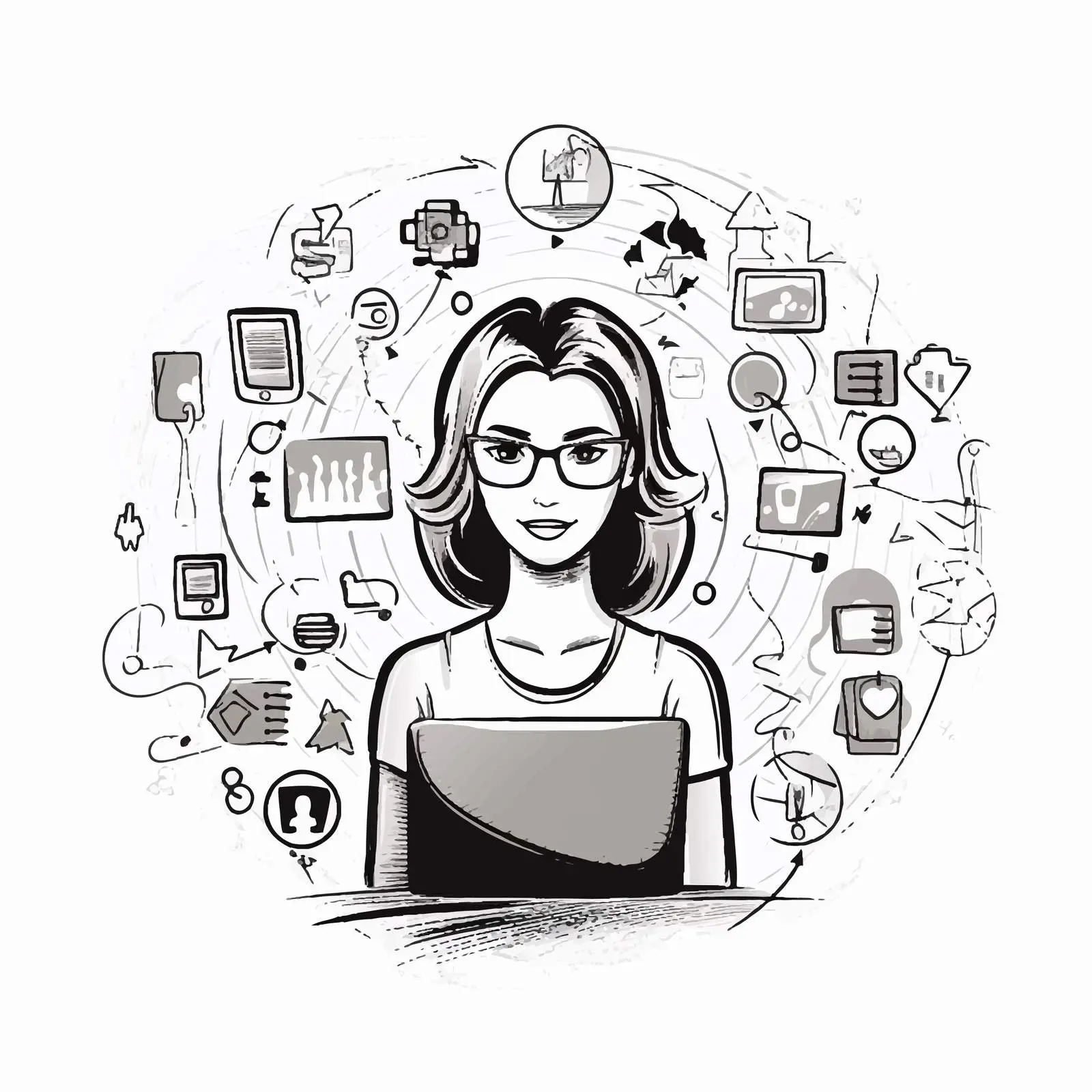 Online Communication Avatar Icon Outline Portrait — free download from Dotvec