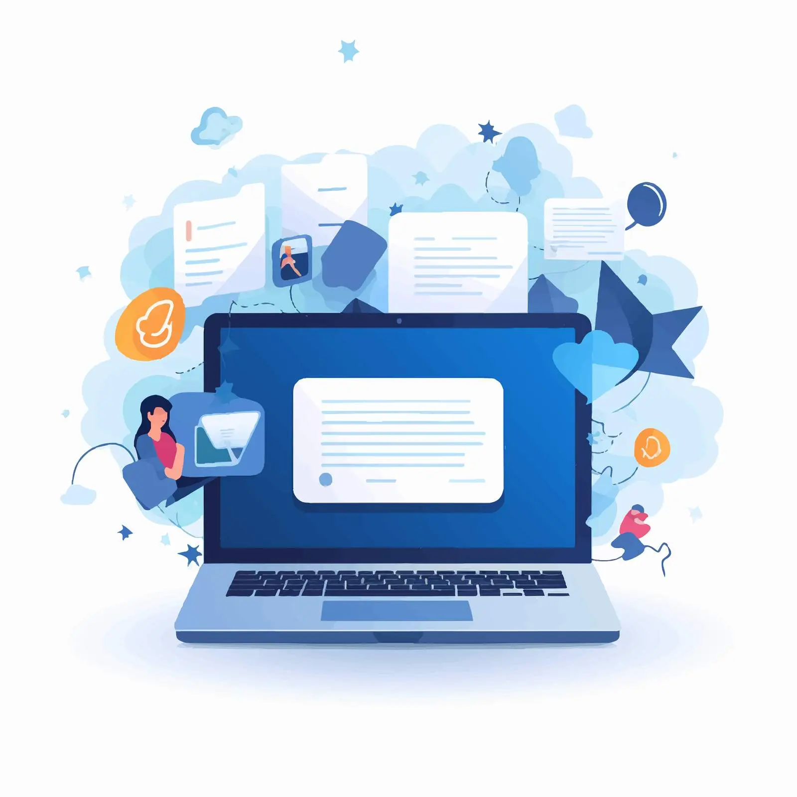 Laptop Inbox Message Notification Concept — free download from Dotvec