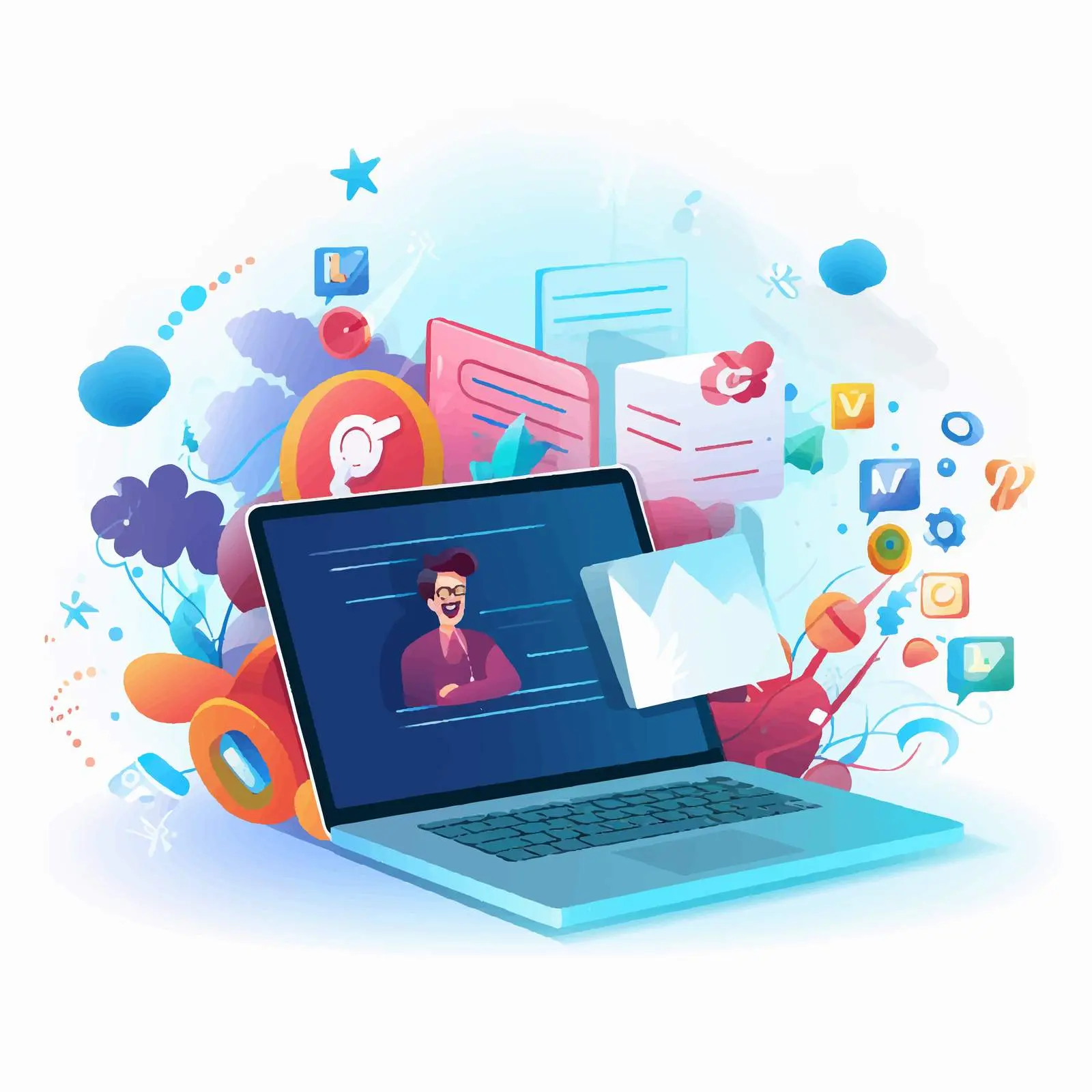 Laptop with New Inbox Message Concept – free receive image from Dotvec