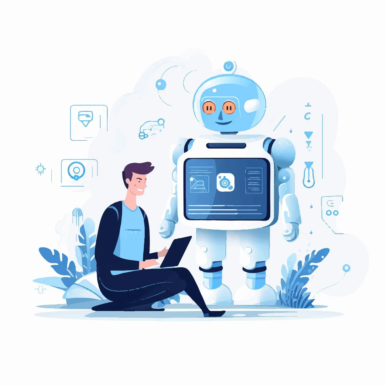 Chat Bot Communication Concept Illustration — free download from Dotvec
