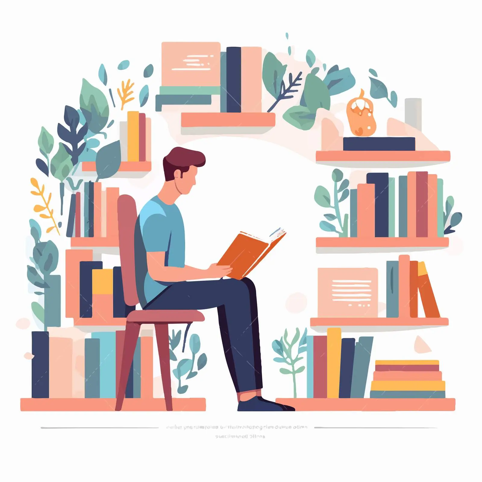 Digital Library with E-books Illustration — free download from Dotvec