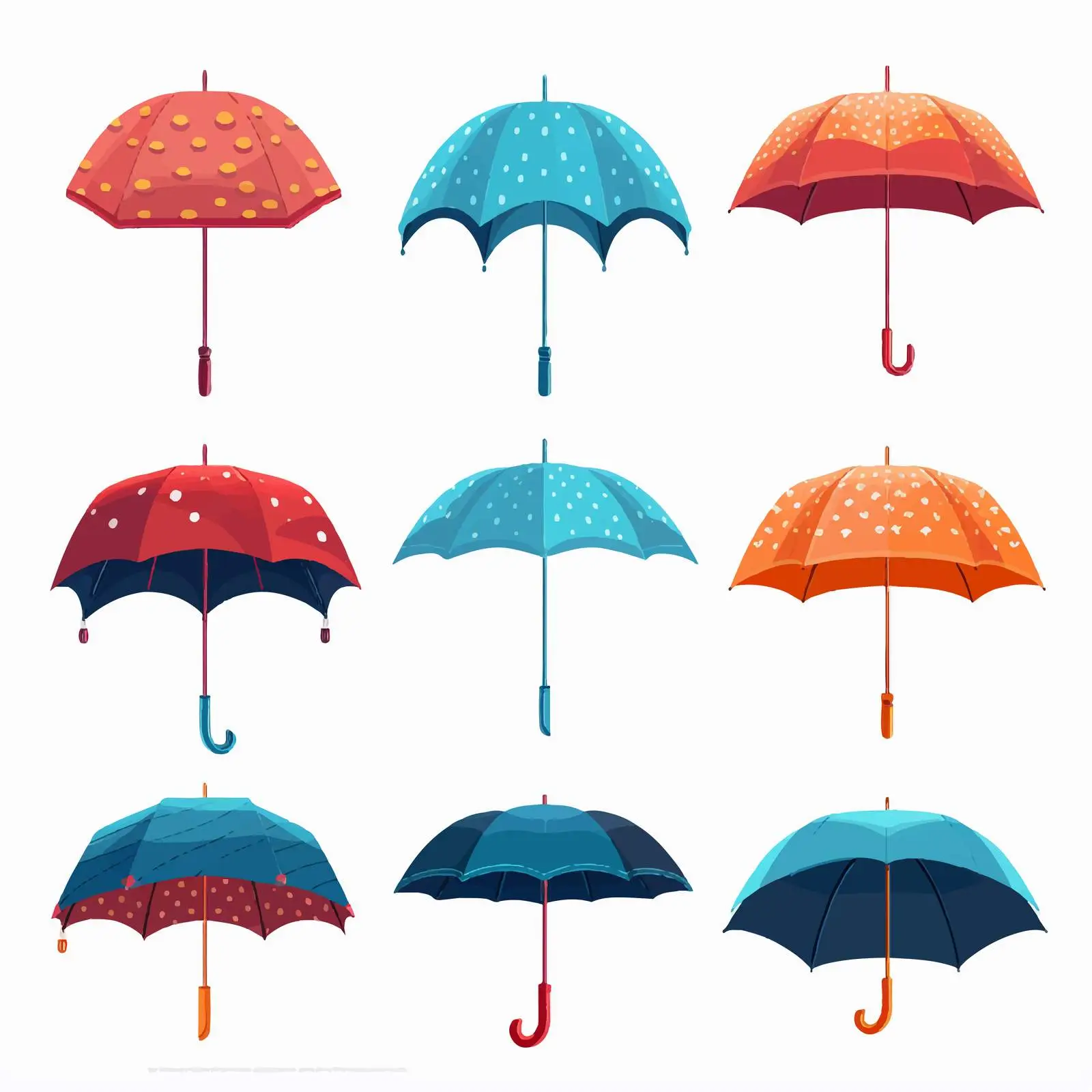 Set of Open and Closed Umbrellas Vectors – free parasol image from Dotvec