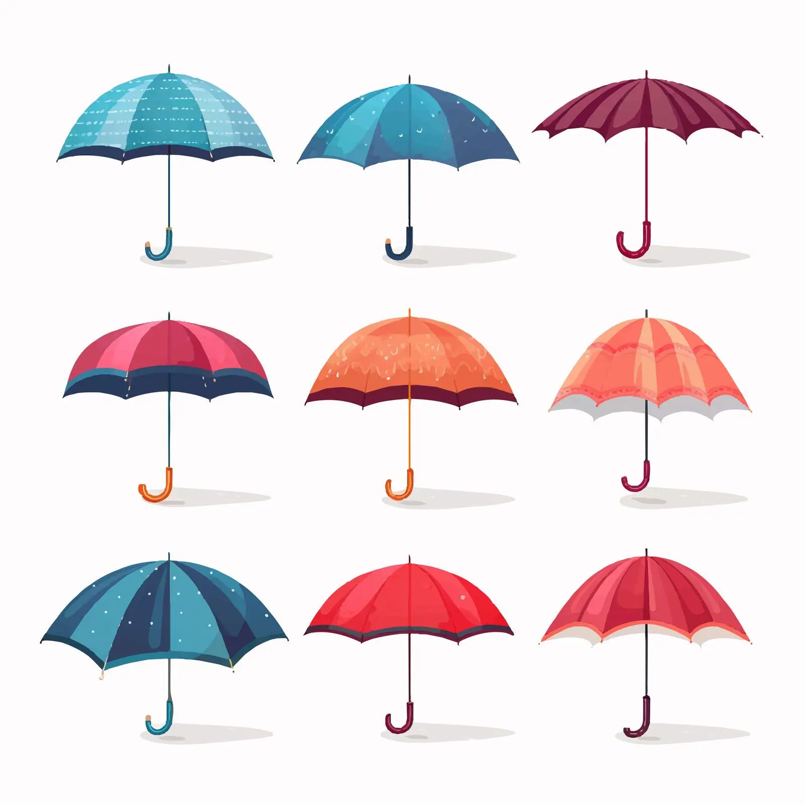 Open and Closed Umbrellas Vector Set – free parasol image from Dotvec
