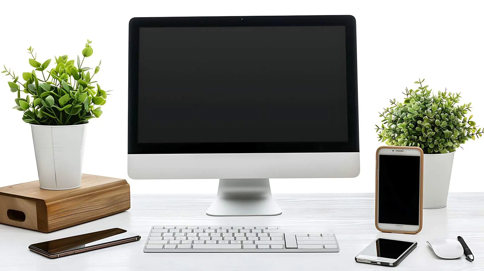 Daily Tech Setup: Computer and Smartphone on Desk – free wireless image from Dotvec