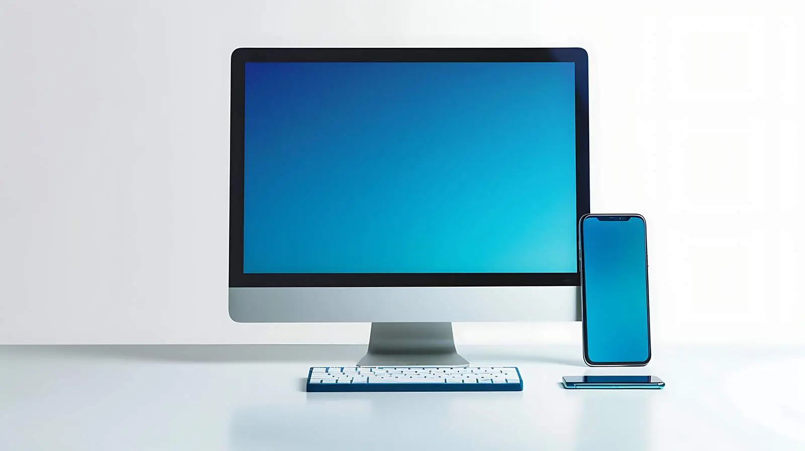 Computer and Smartphone on Modern Desktop – free wireless image from Dotvec