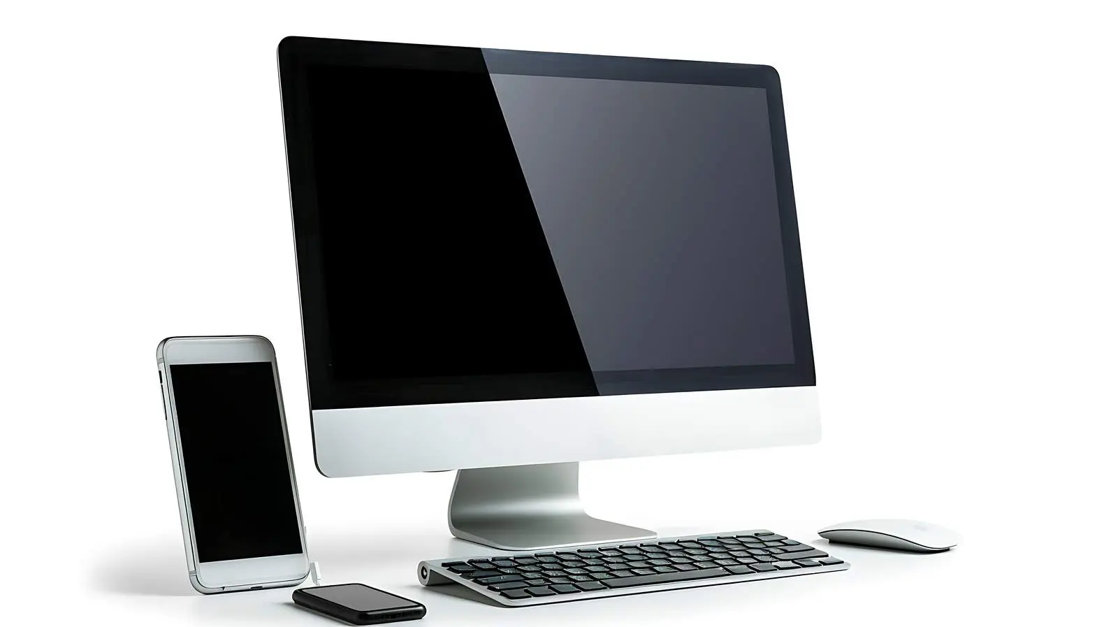 Computer and Smartphone on Desktop Workspace – free wireless image from Dotvec