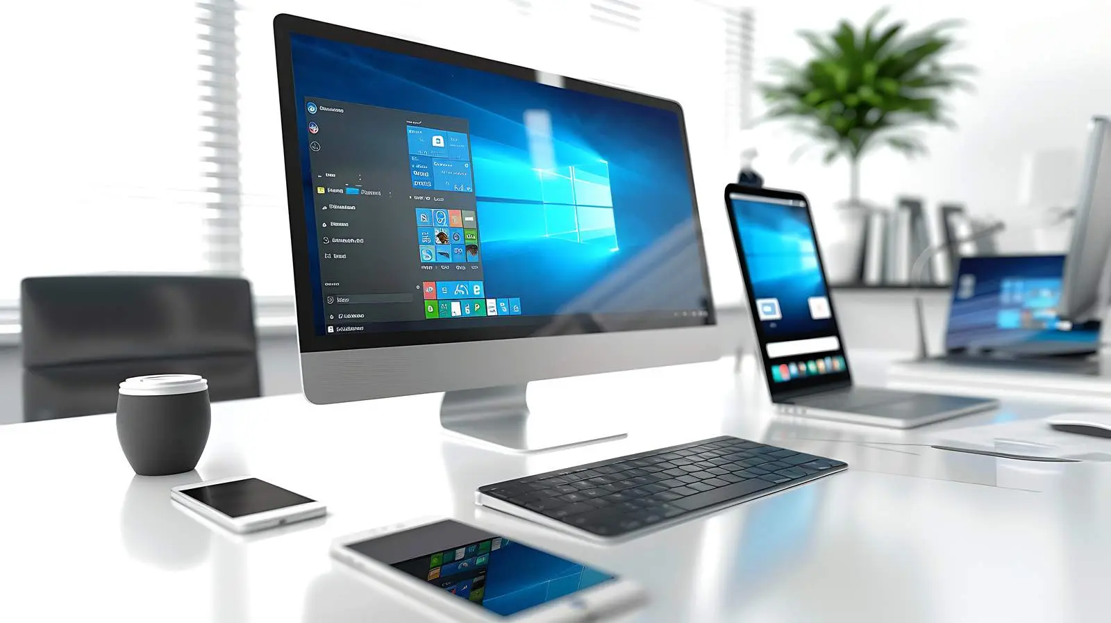 Computer and Smartphone on Modern Desktop Setup – free daily use image from Dotvec