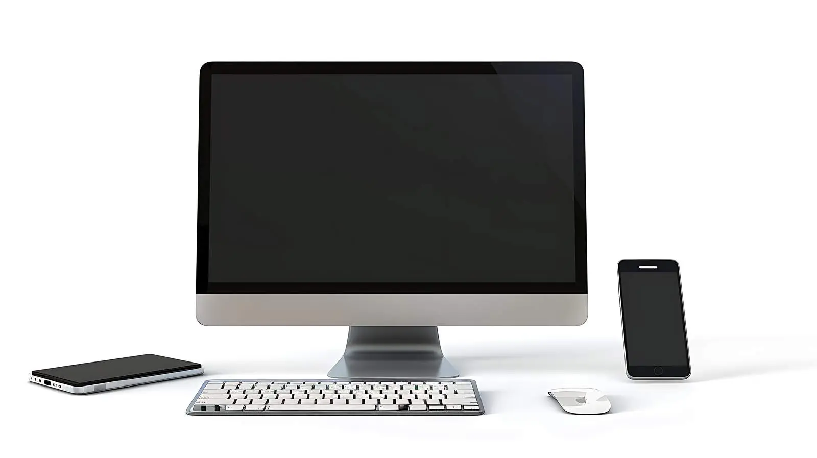 Daily Desktop Setup with Computer and Smartphone — free download from Dotvec