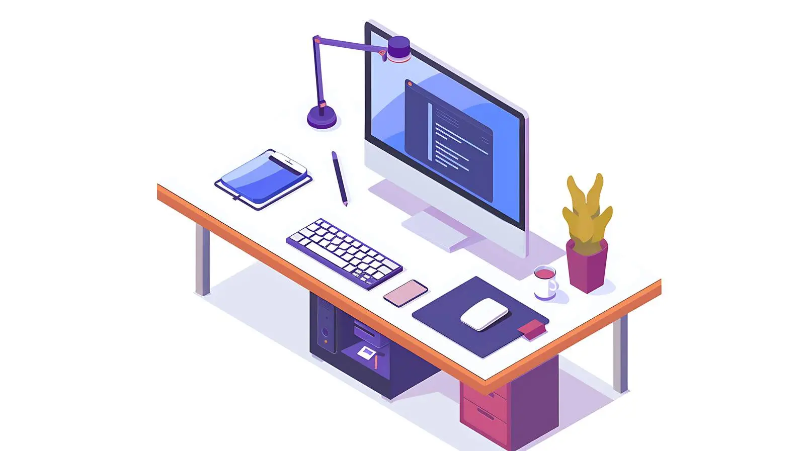 Daily Workspace with Computer and Smartphone — free download from Dotvec