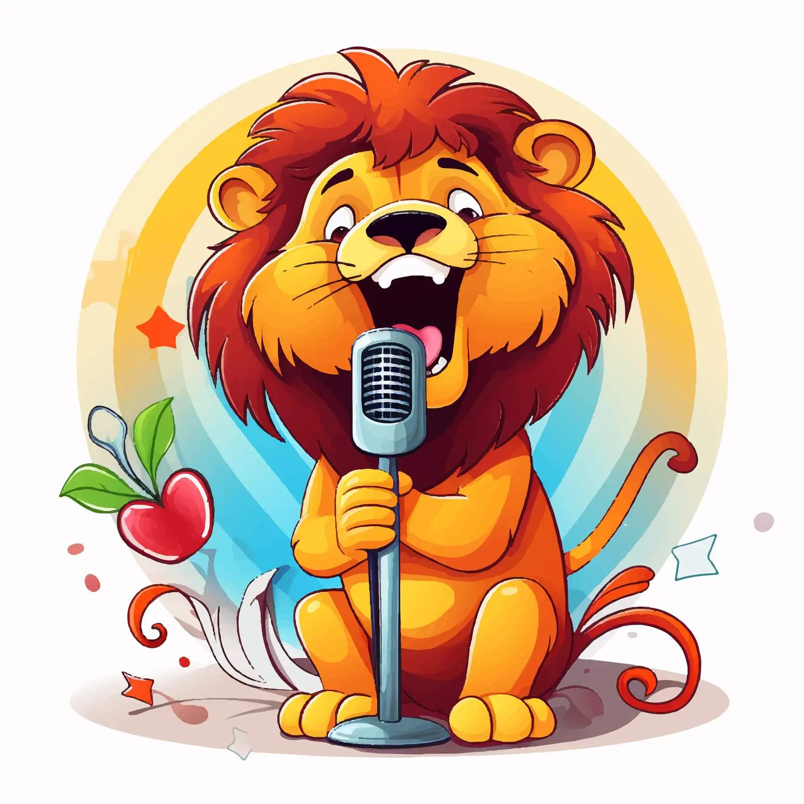 Lion Cartoon Singing at Open Mic Event – free microphone image from Dotvec