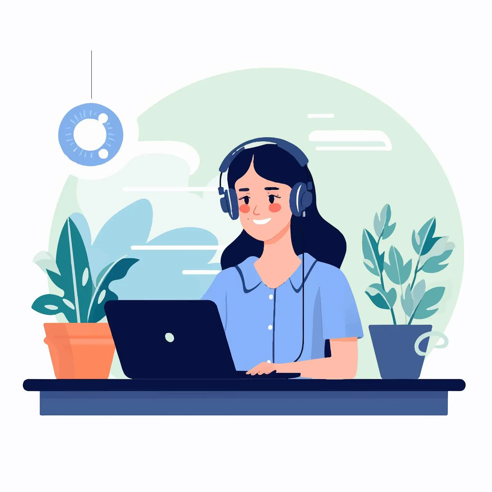 Call Center Operator Working with Headset – free work culture image from Dotvec