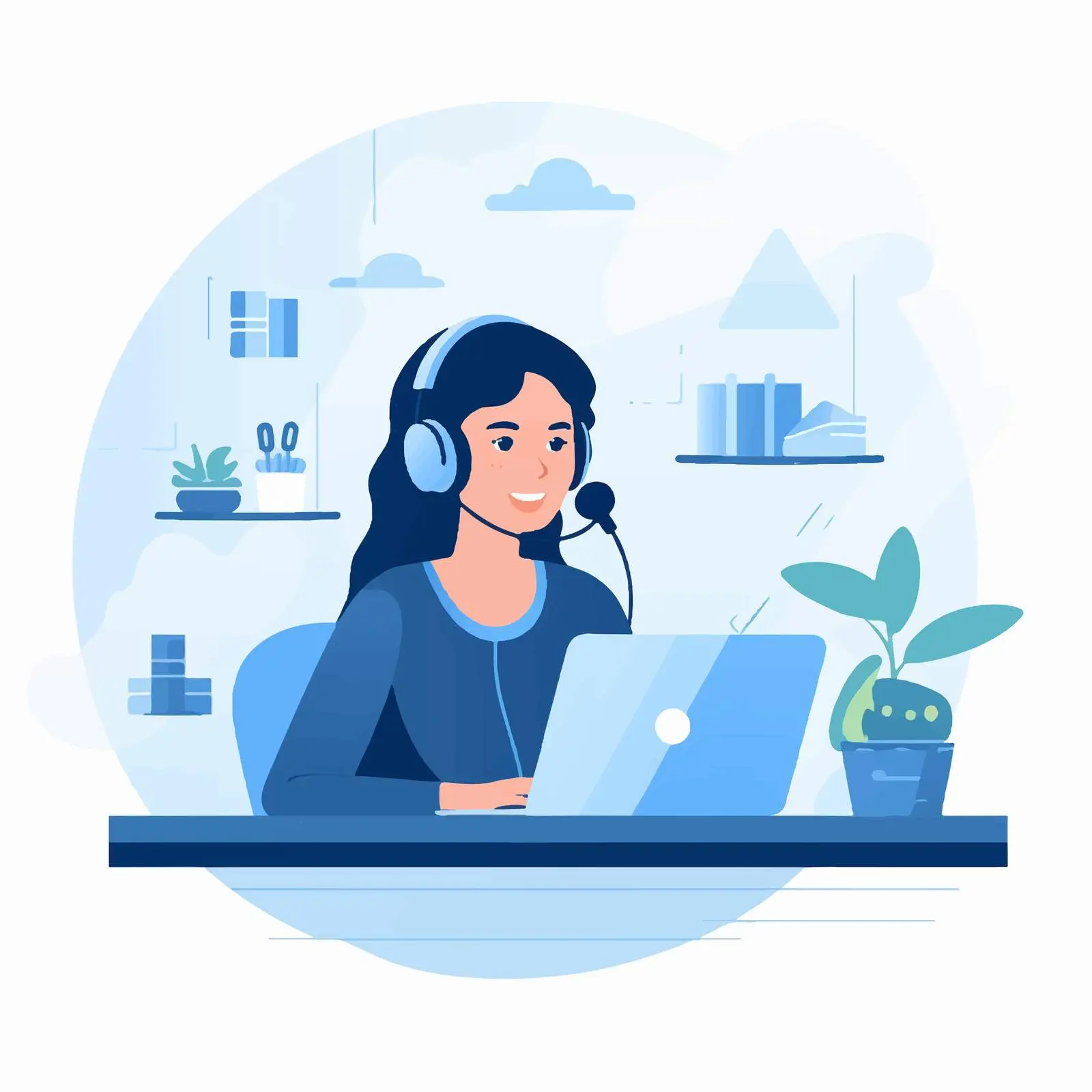 Call Center Operator Working in Headset — free download from Dotvec