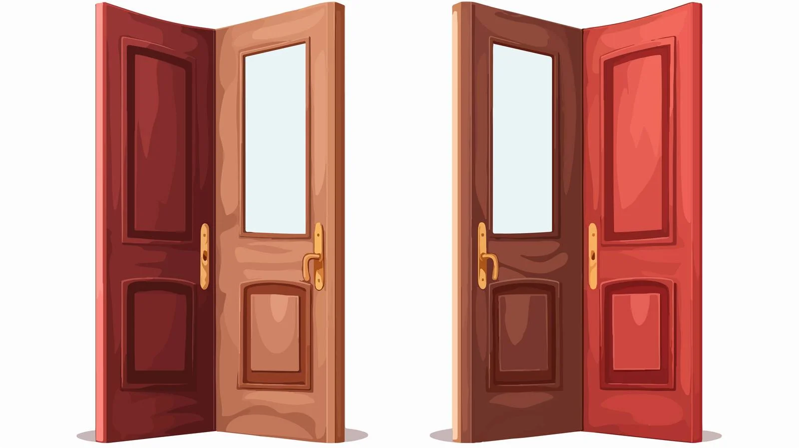 Illustration: Opposite Door Actions in Cartoon — free download from Dotvec