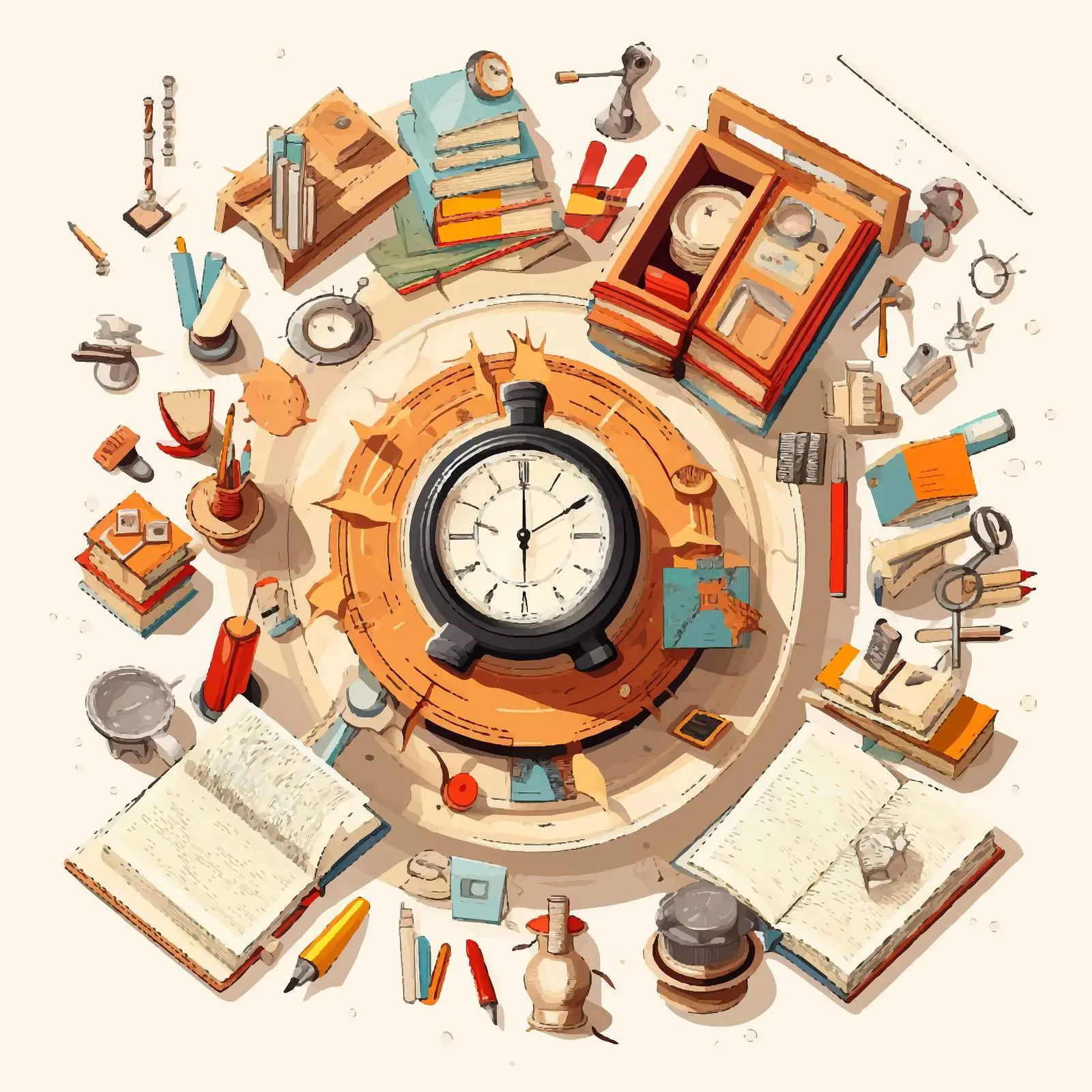 Top View Cartoon Education Vector Illustration — free download from Dotvec