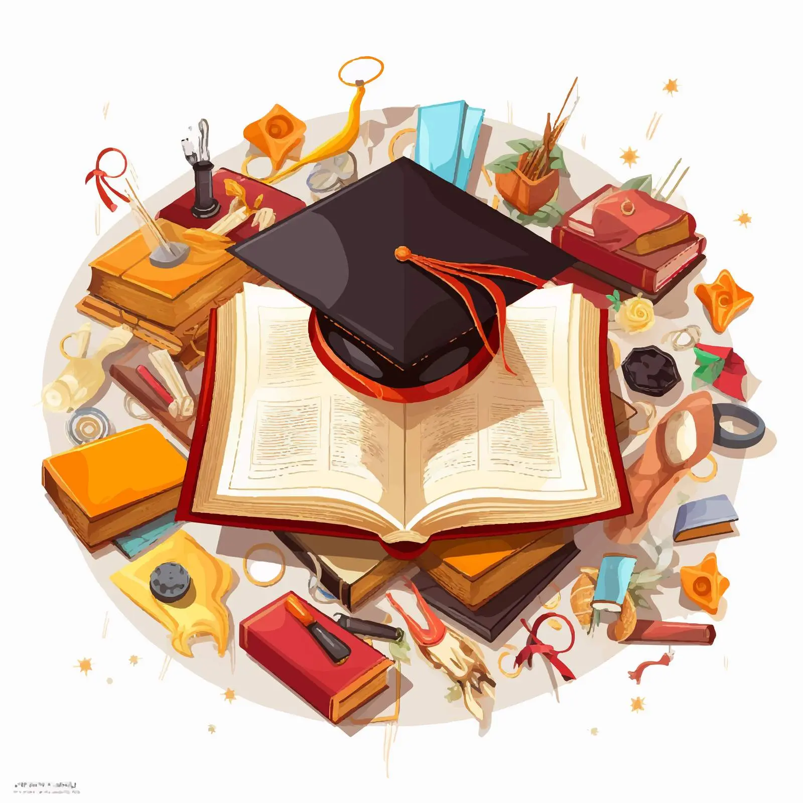 Top View Cartoon Education Vector Illustration — free download from Dotvec