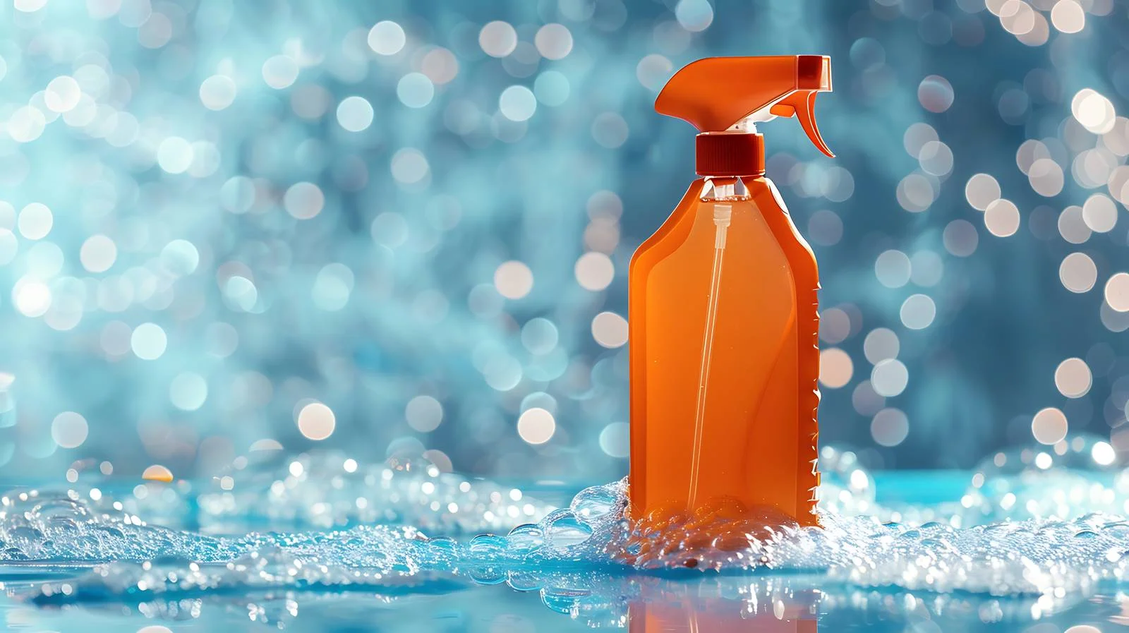 Vibrant Orange Cleaning Products Amidst Bokeh — free download from Dotvec