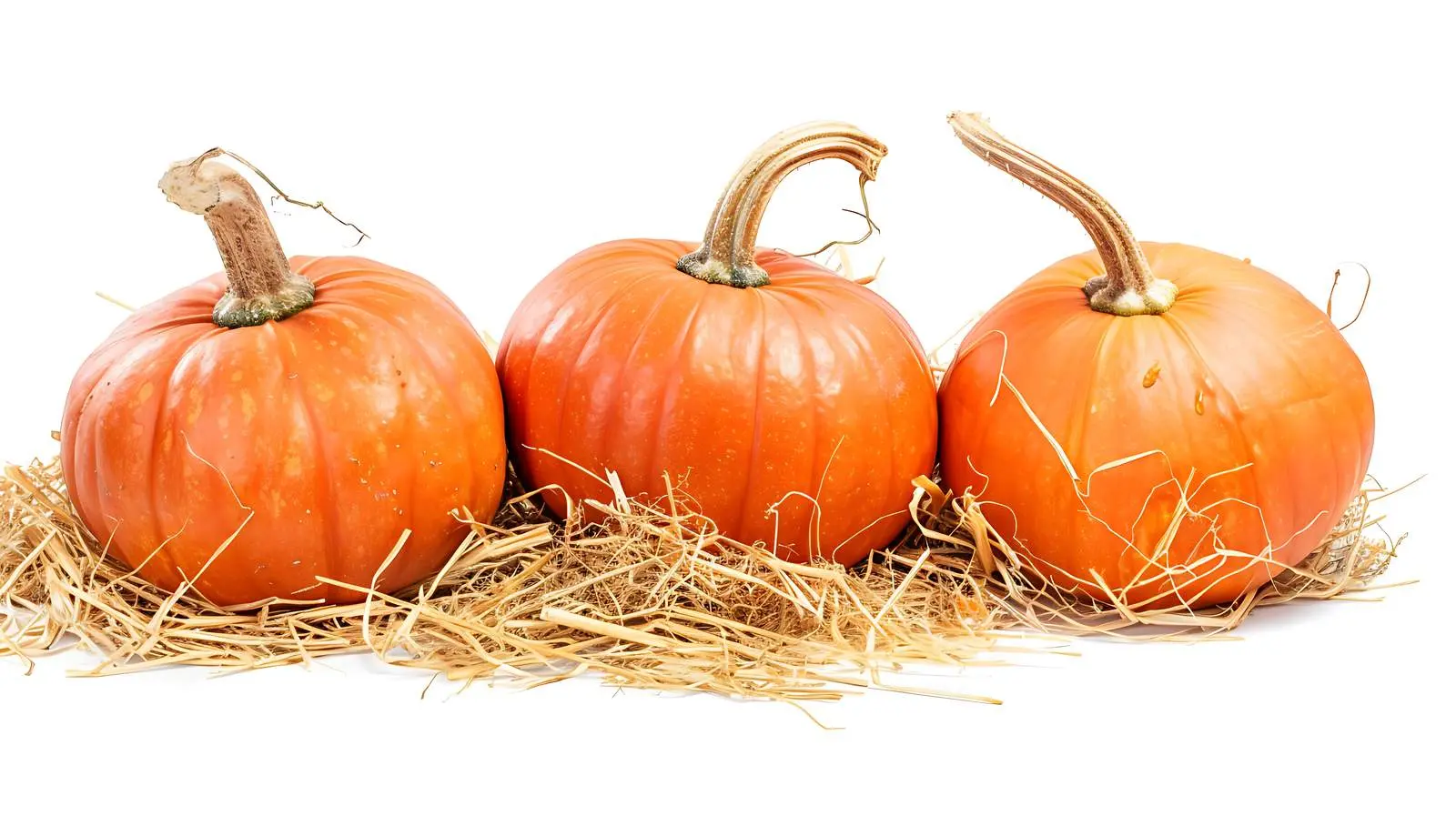 Orange Pumpkins on Straw Isolated on White Background — free download from Dotvec