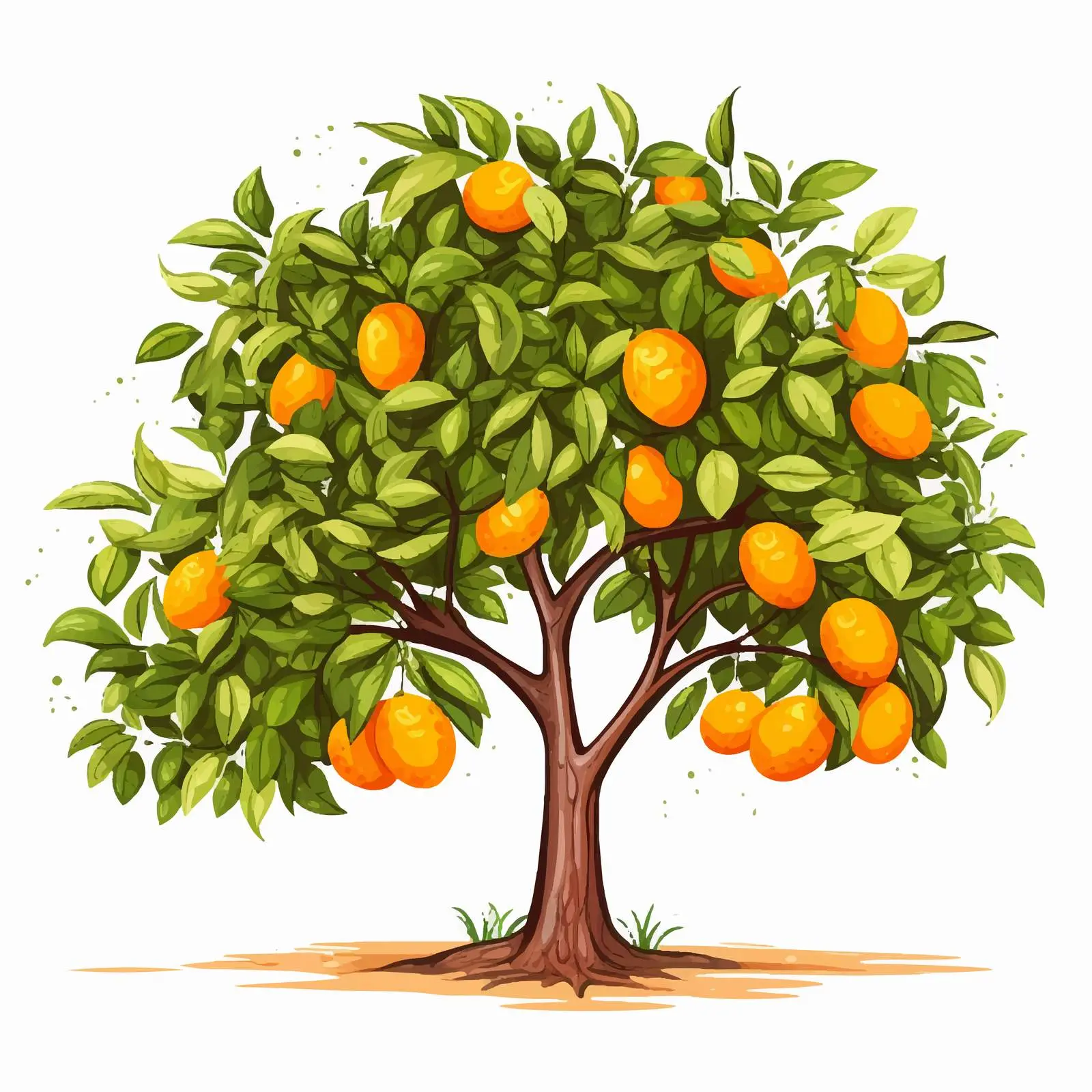 Isolated Orange Tree Illustration on White Background – free tree illustration image from Dotvec