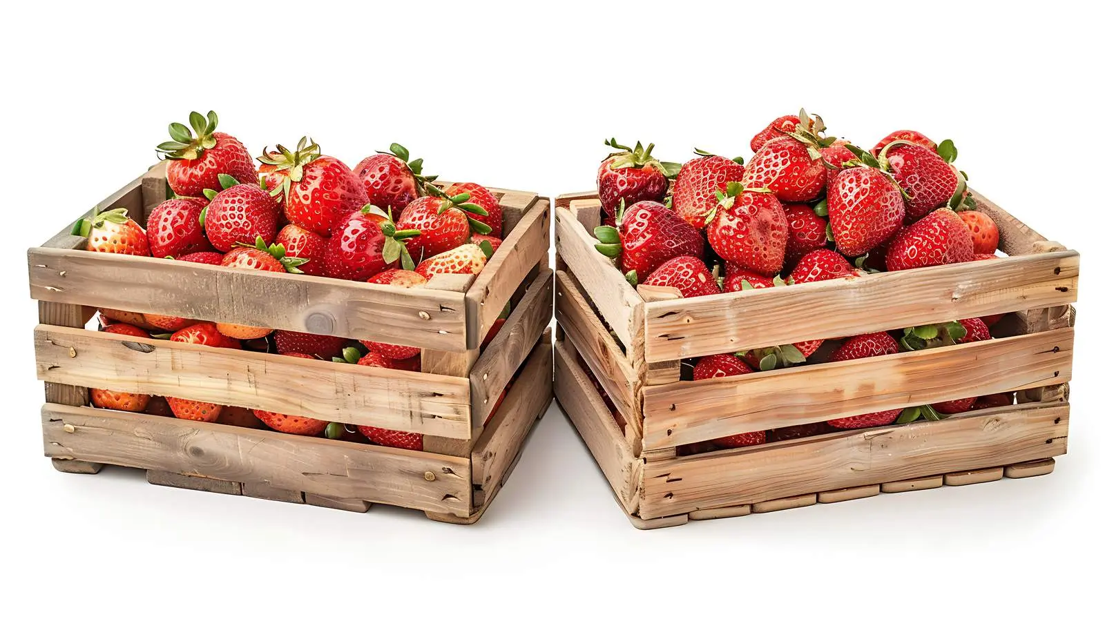 Fresh Organic Strawberries in Wooden Baskets — free download from Dotvec