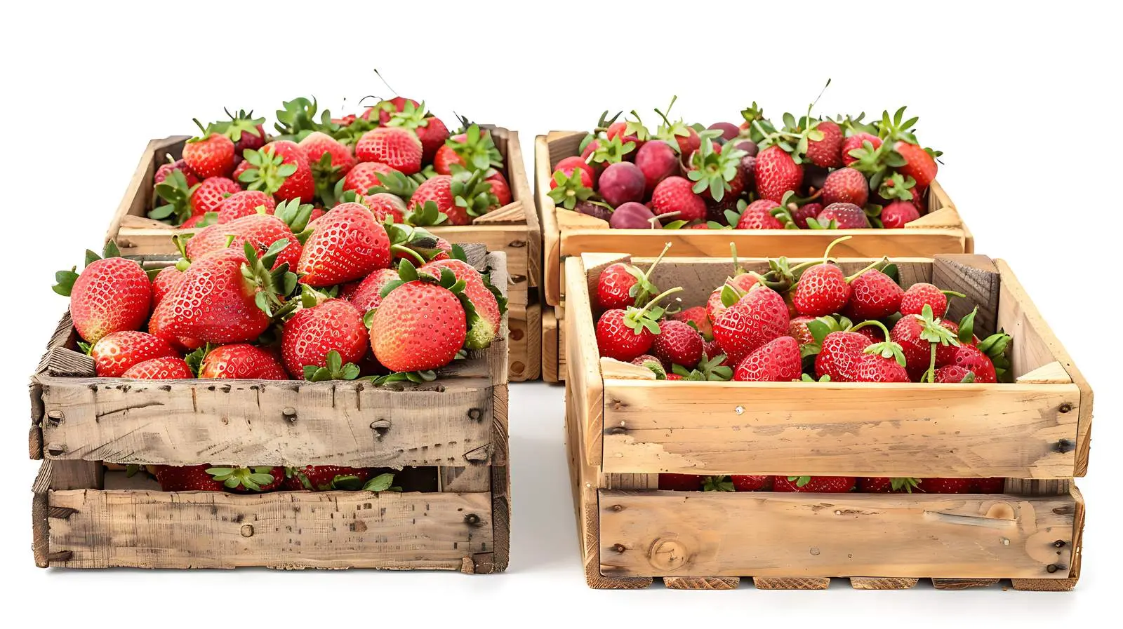 Fresh Organic Ripe Strawberries in Wooden Baskets – free berries image from Dotvec