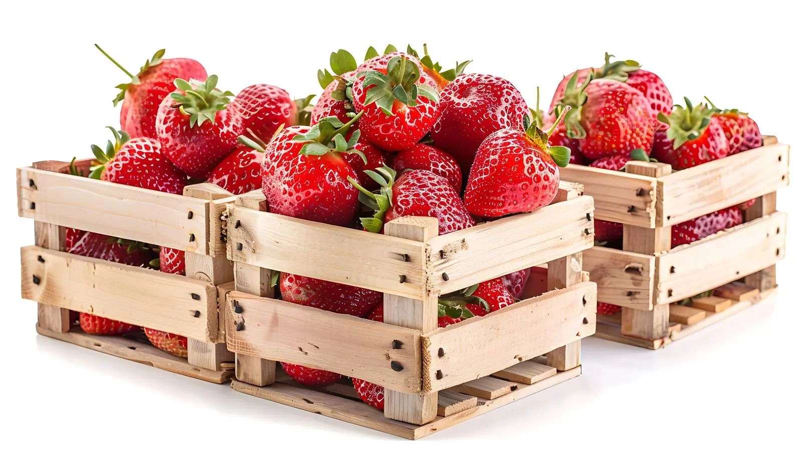 Fresh Organic Strawberries in Wooden Baskets – free sale image from Dotvec