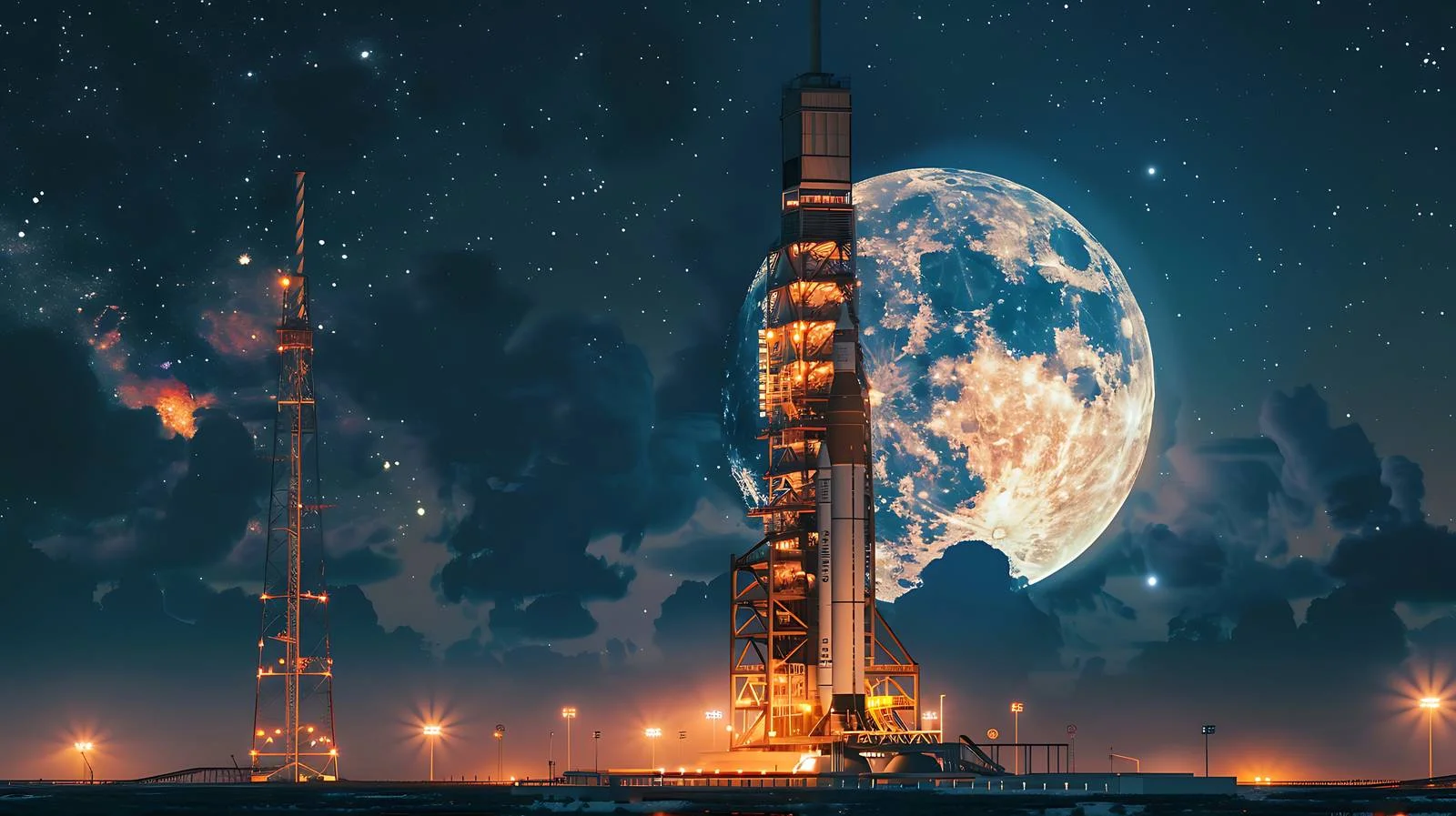 Orion Spacecraft Launch Pad Moon Background — free download from Dotvec