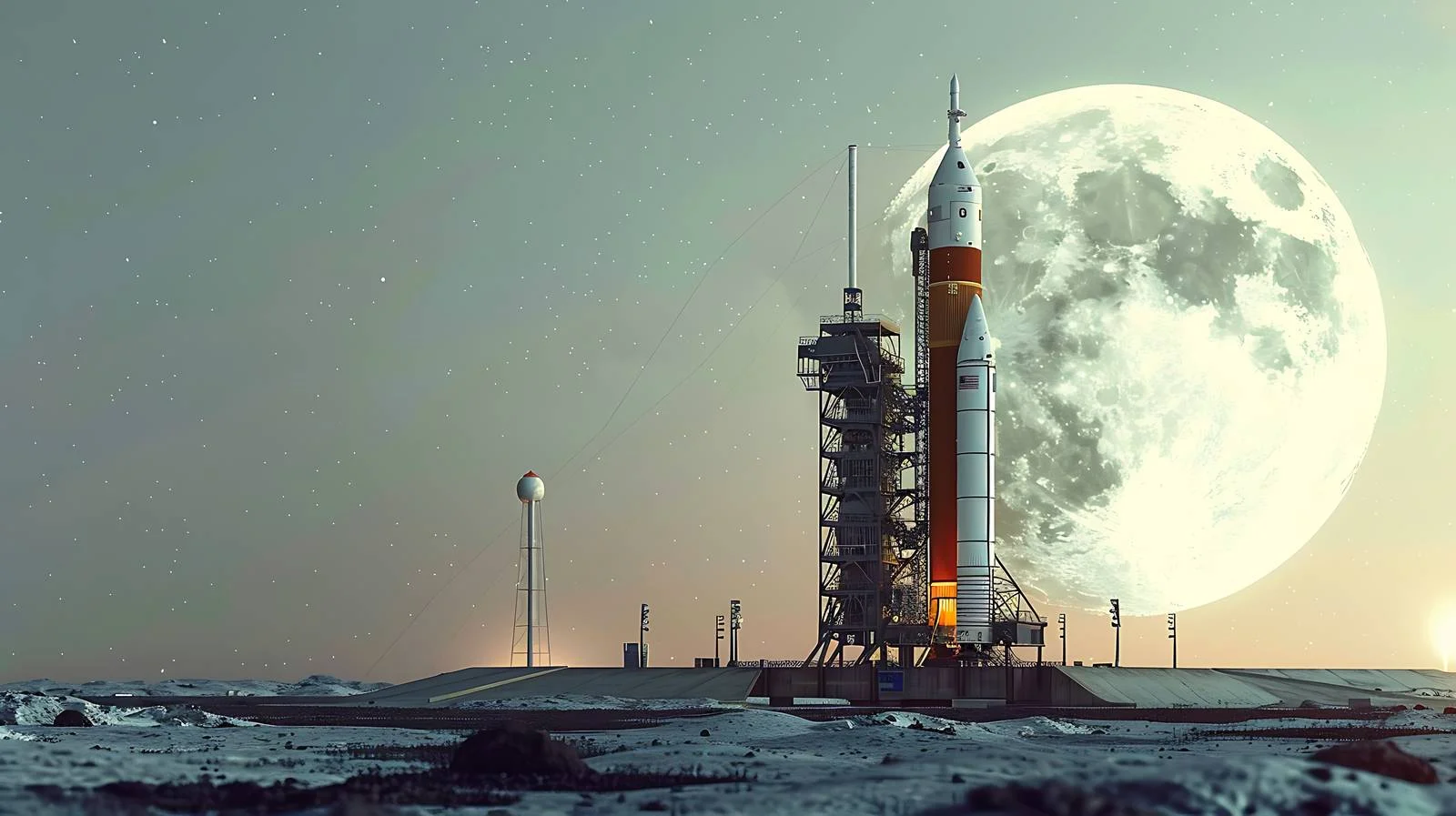 Orion Craft on Launchpad Against Lunar Background — free download from Dotvec
