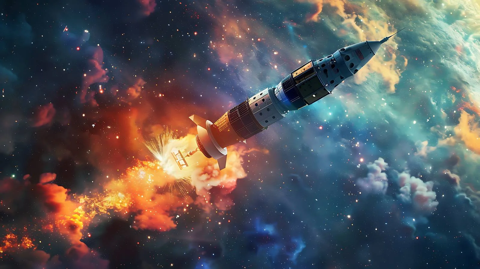 Orion Spacecraft Launchpad Nebula Background — free download from Dotvec