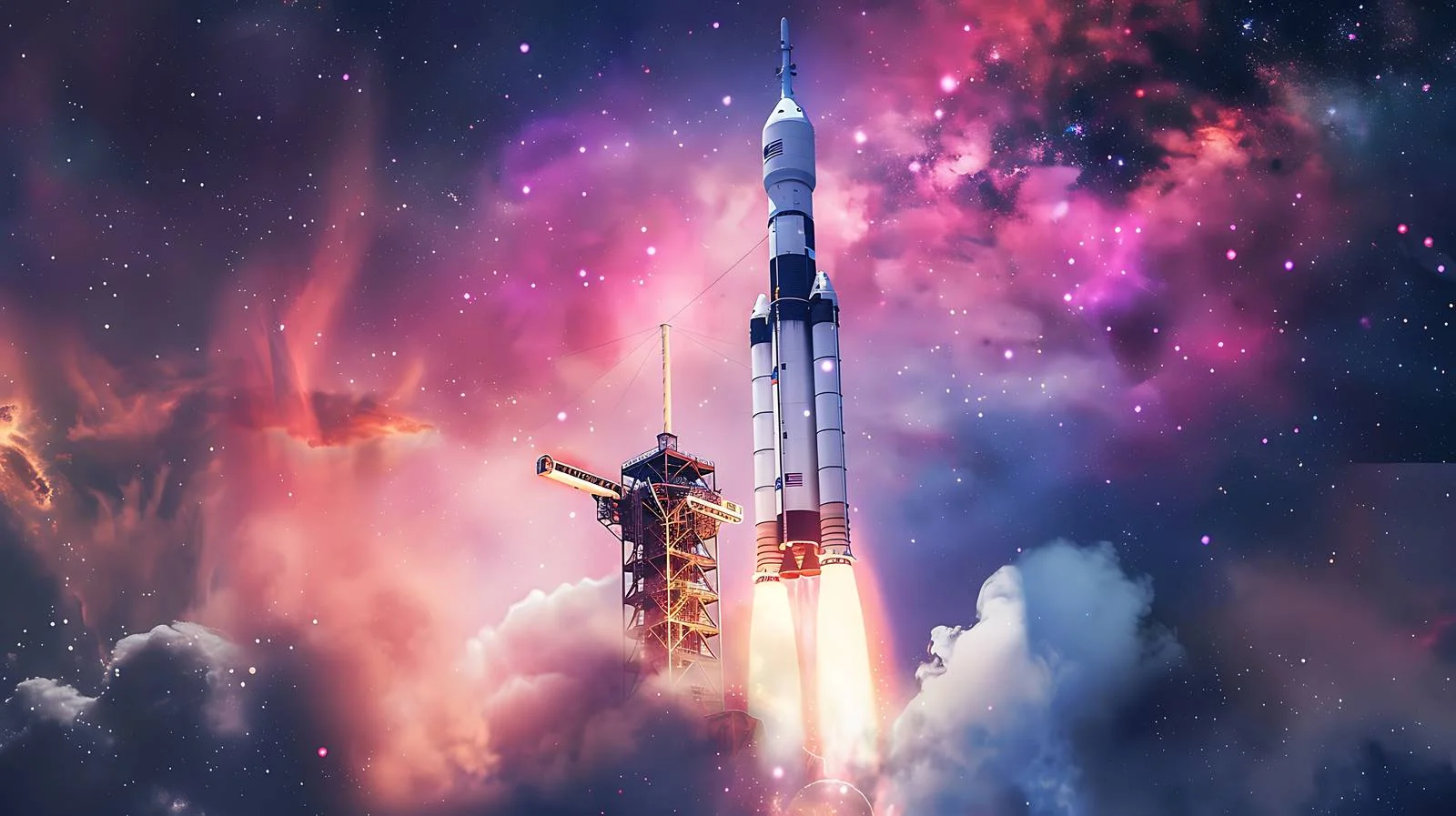 Orion Spacecraft Launchpad Nebula Background — free download from Dotvec