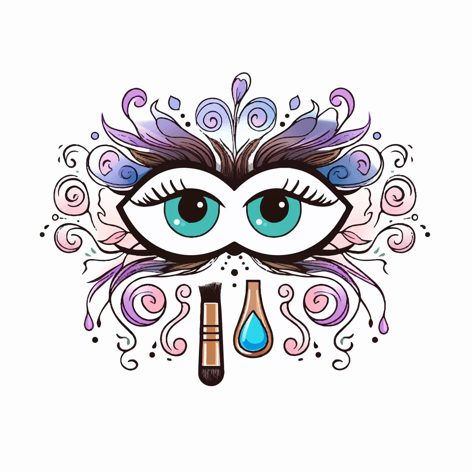 Ornament Eyeshadow Brush Beauty Accessory Vector — free download from Dotvec