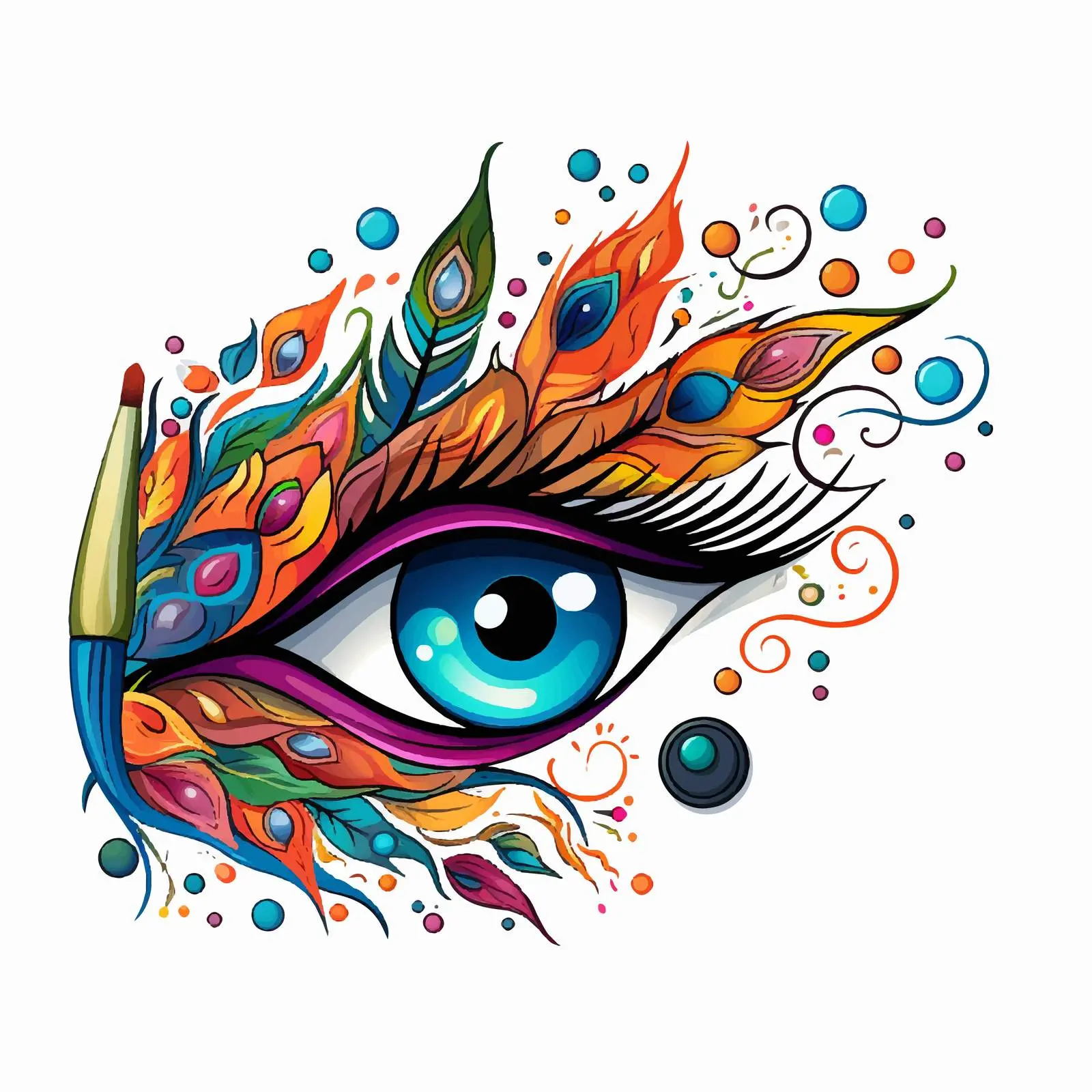 Ornamental Eyeshadow Brush Beauty Accessory Vector — free download from Dotvec