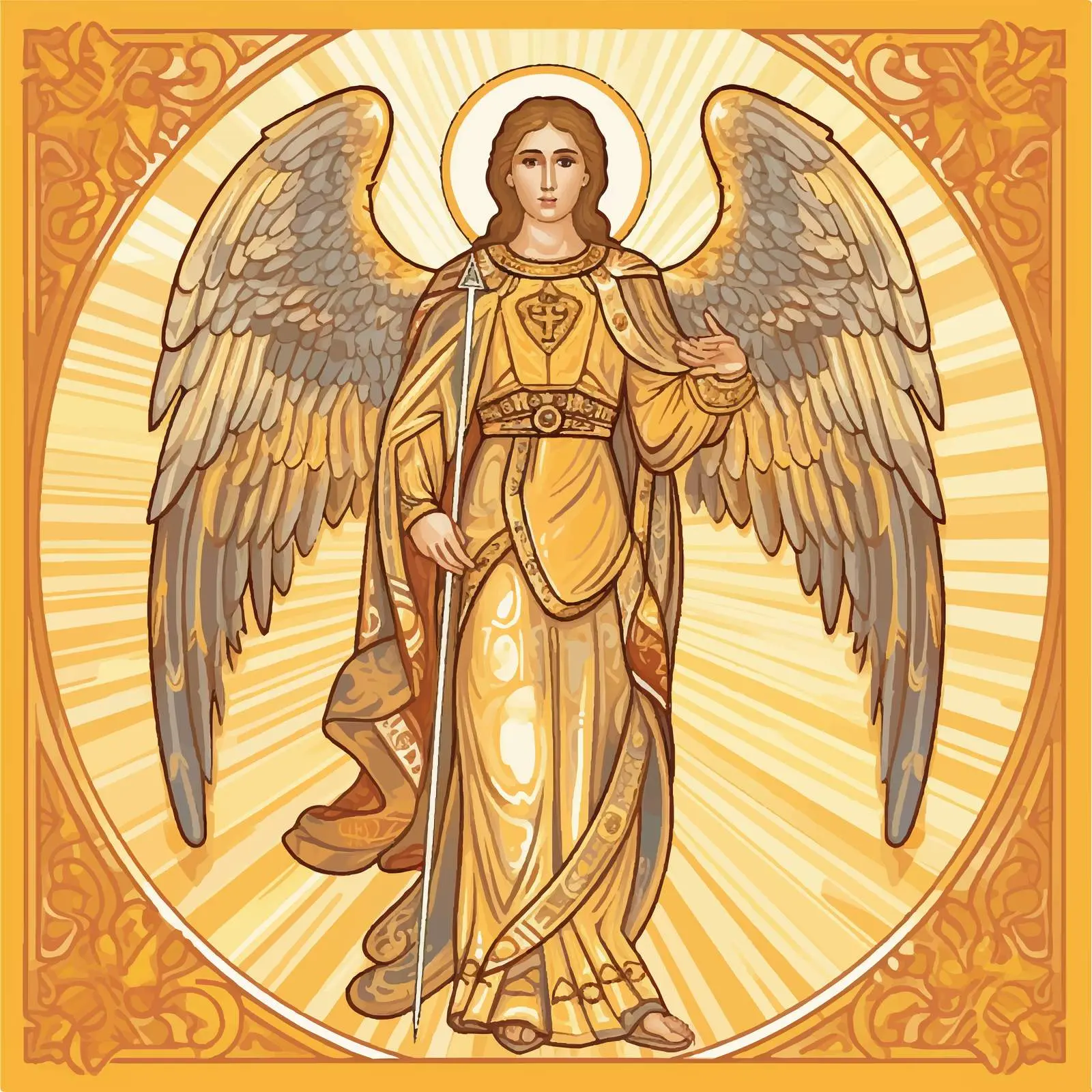 Antique Orthodox Icon of Archangel Illustration — free download from Dotvec