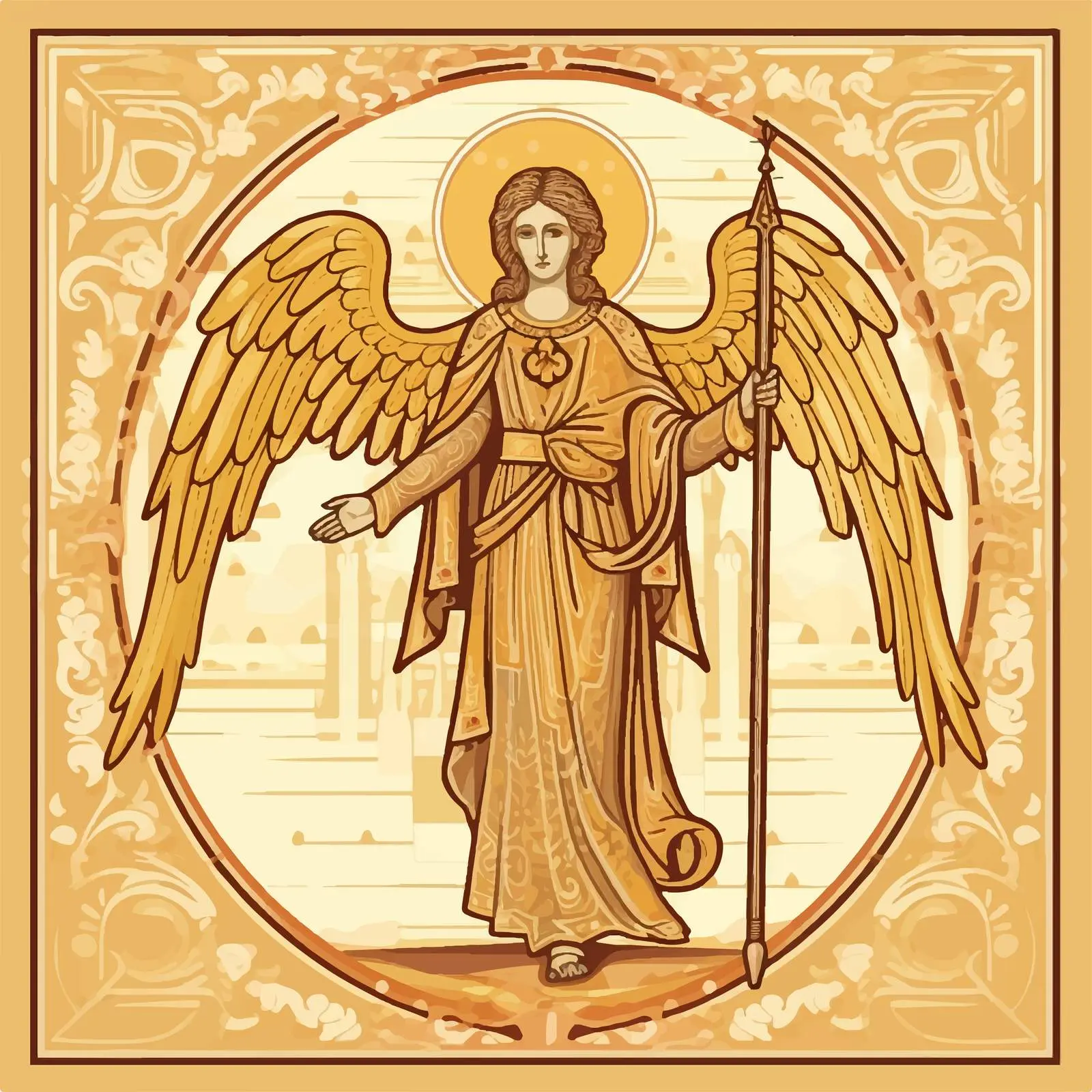 Antique Orthodox Icon of Archangel Illustration — free download from Dotvec