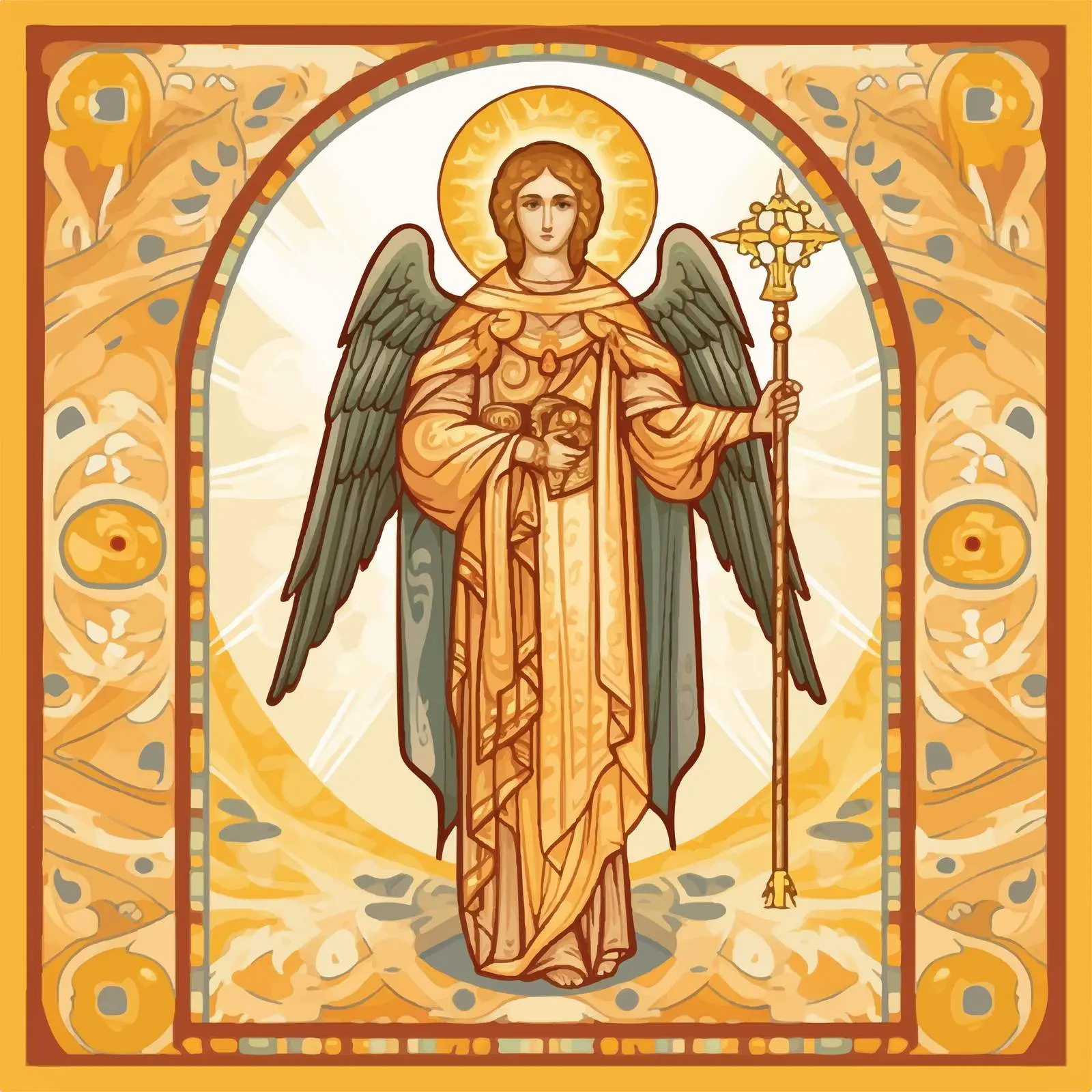 Antique Orthodox Icon of Archangel Gabriel — free download from Dotvec