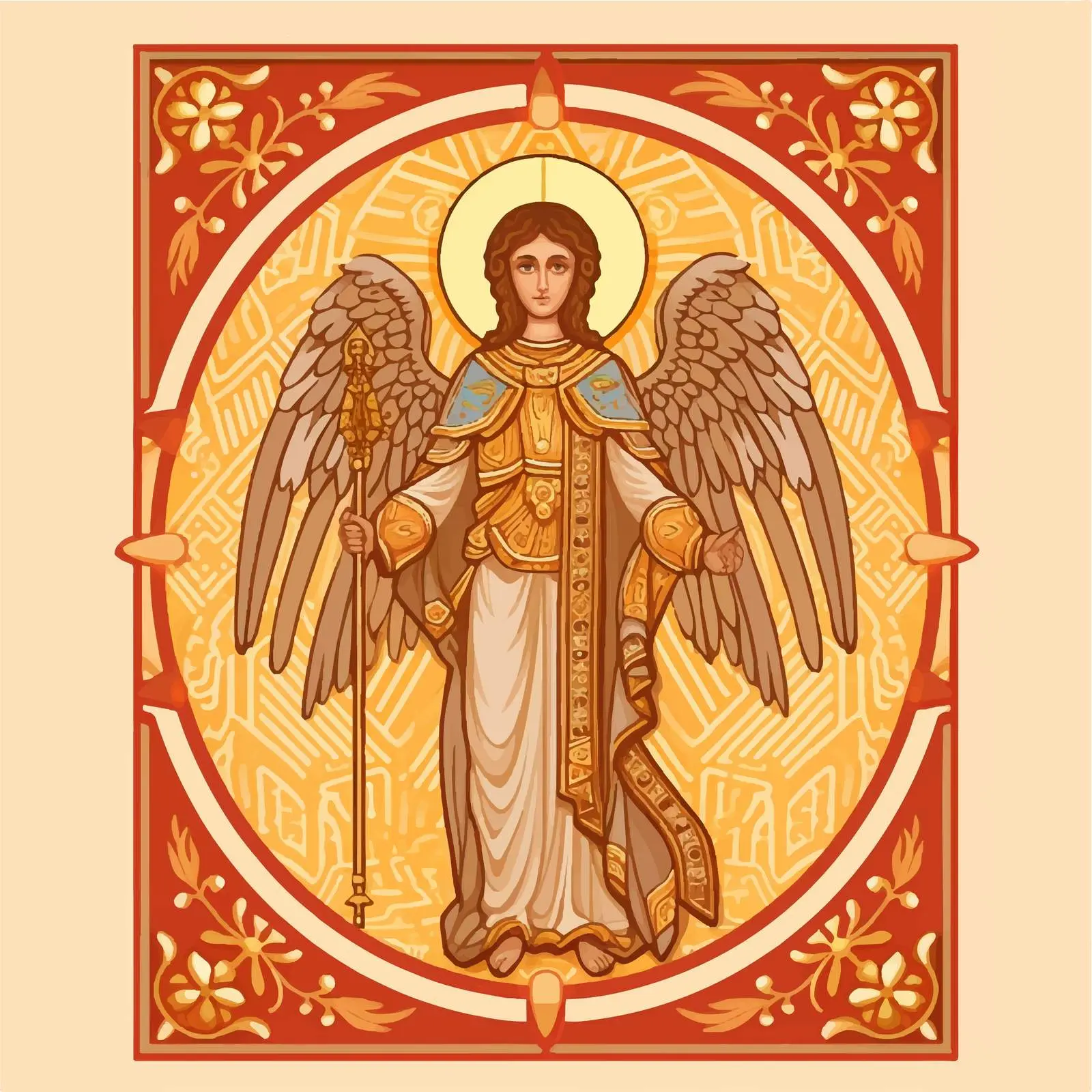 Antique Orthodox Icon of Archangel Gabriel – free holy archangels image from Dotvec