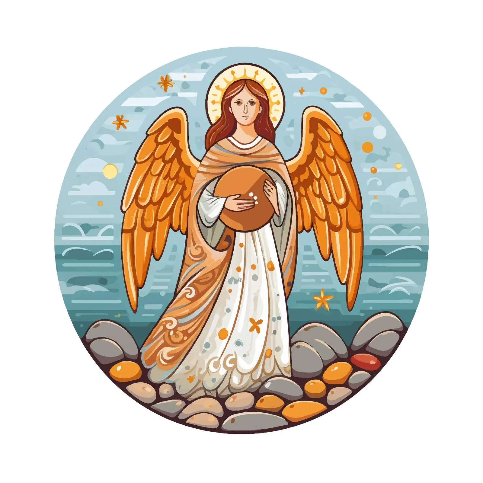 Byzantine Angel Illustration in Orthodox Style — free download from Dotvec
